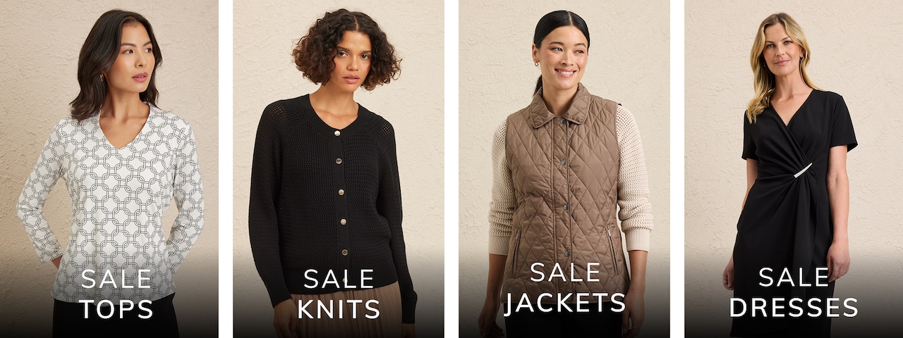 Sale Dresses. Sale Tops. Sale Bottoms. Sale Jackets.