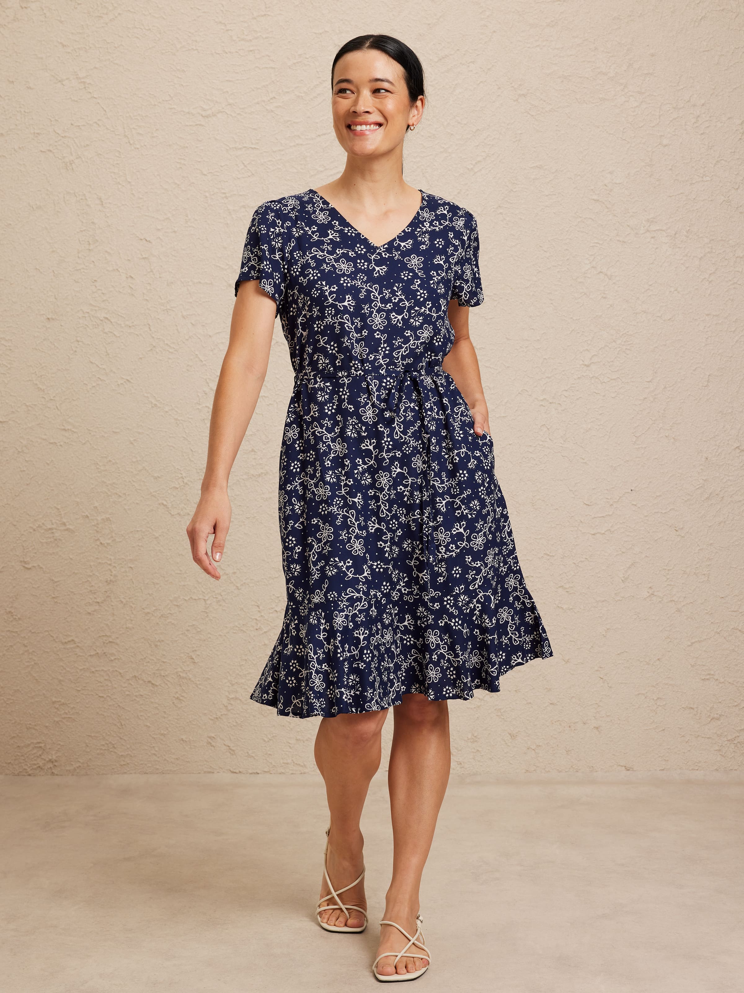 Ellen Frill Hem Dress