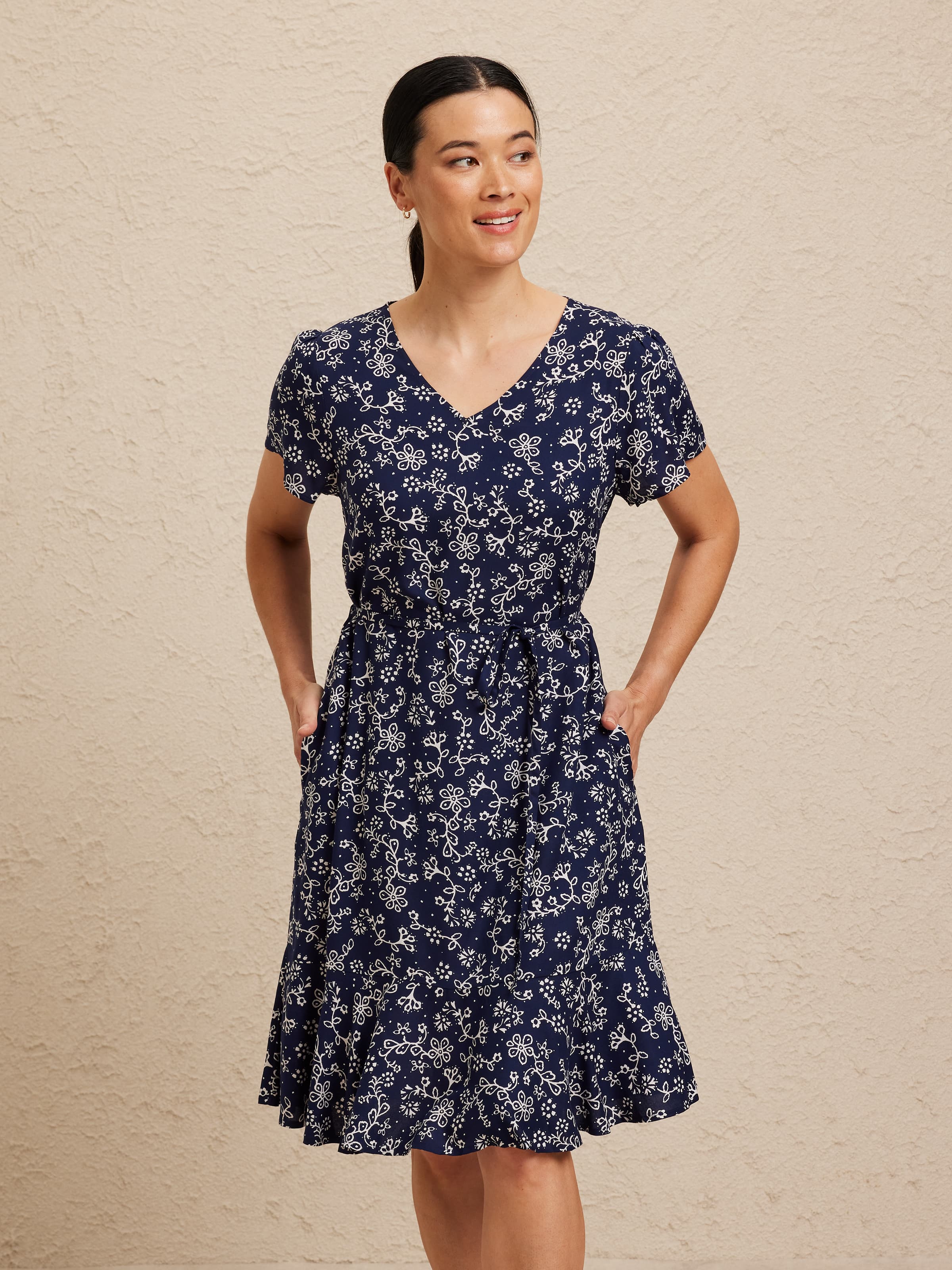 Ellen Frill Hem Dress