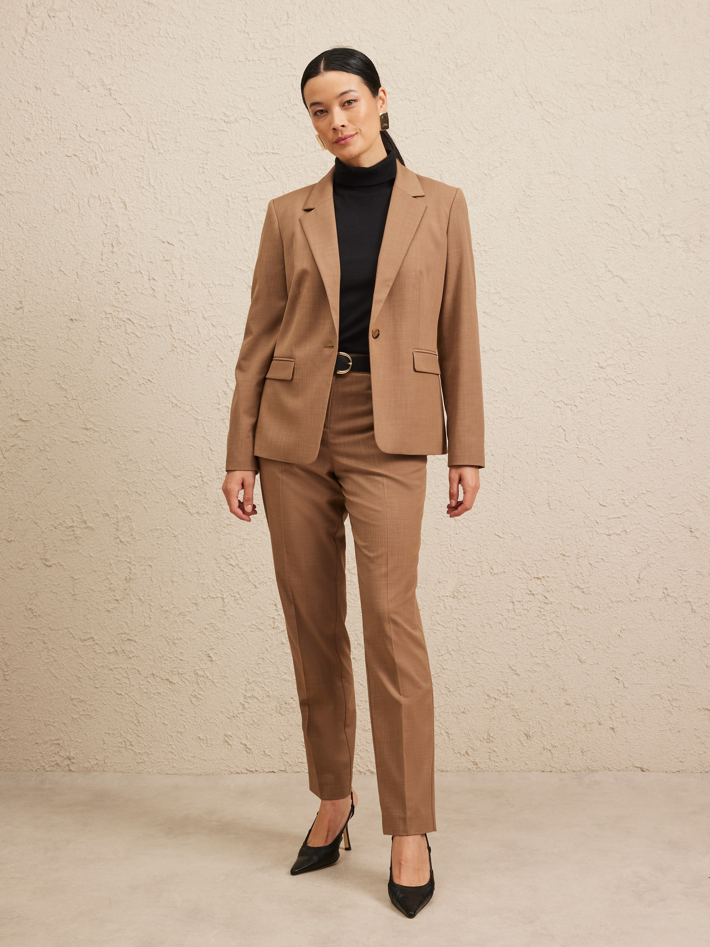 Caramel Cross Hatch Slim Suit Pant