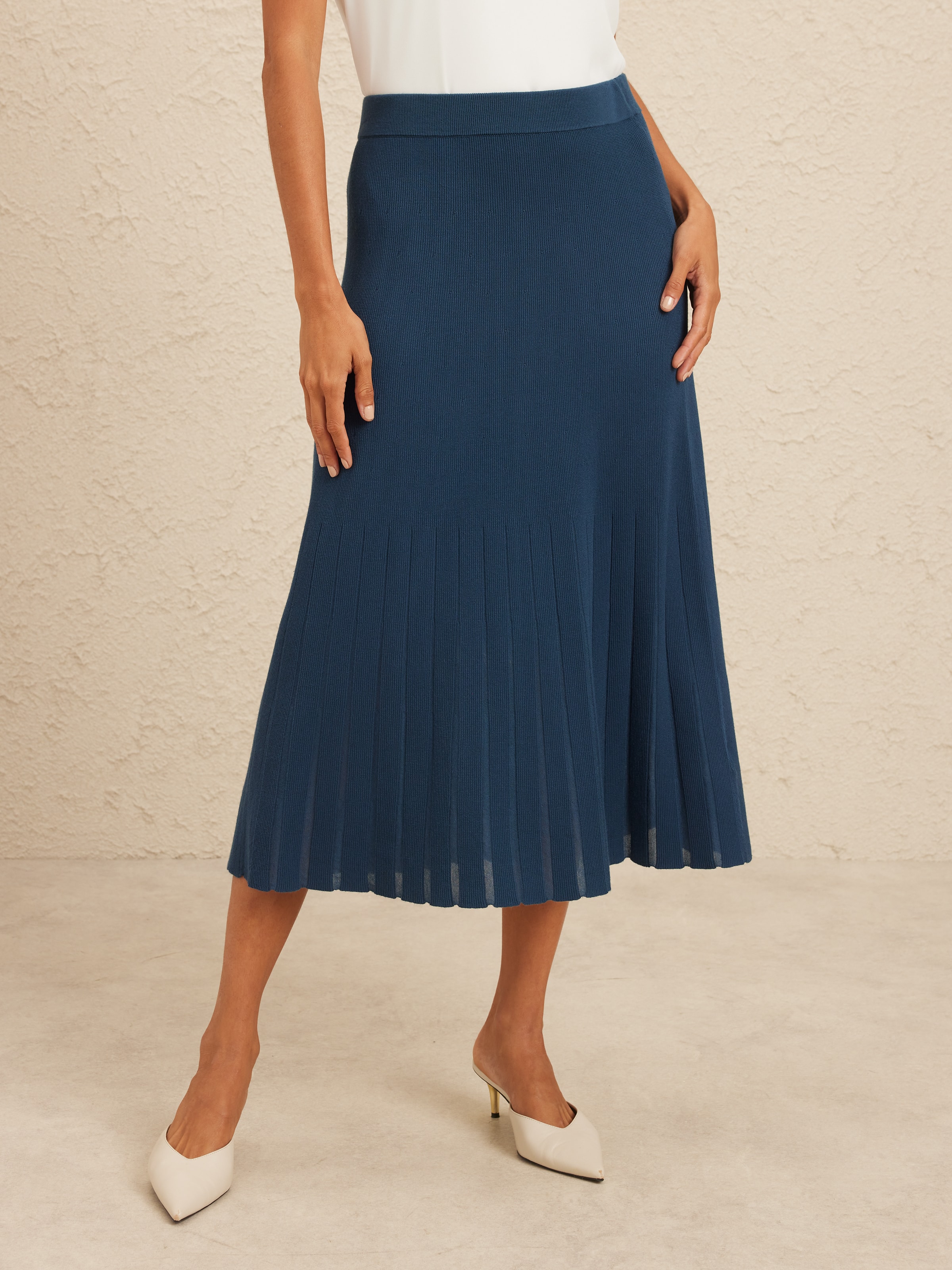 Pointelle Knitted Midi Skirt