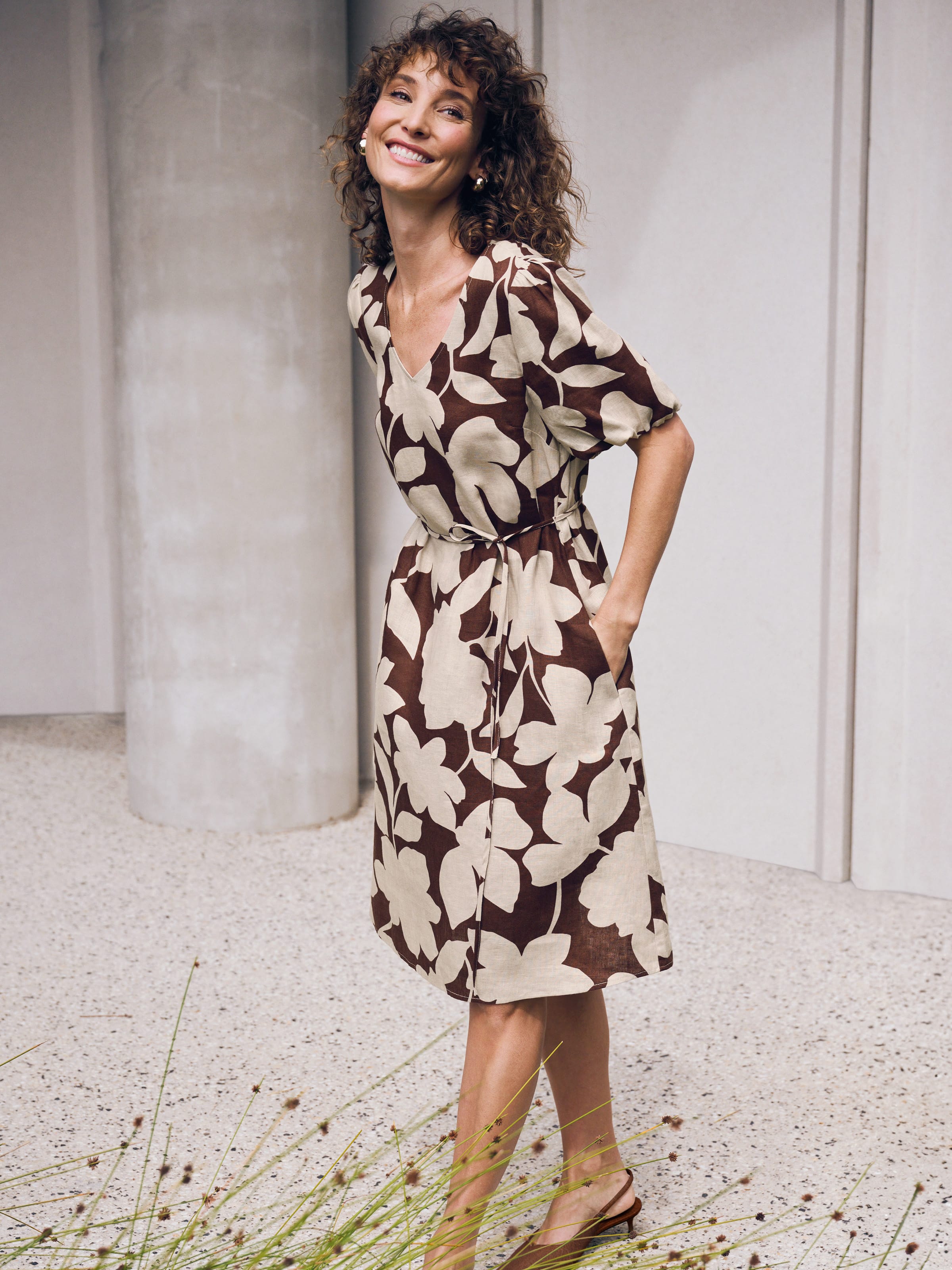 Bubble Sleeve Bonnie Linen Dress