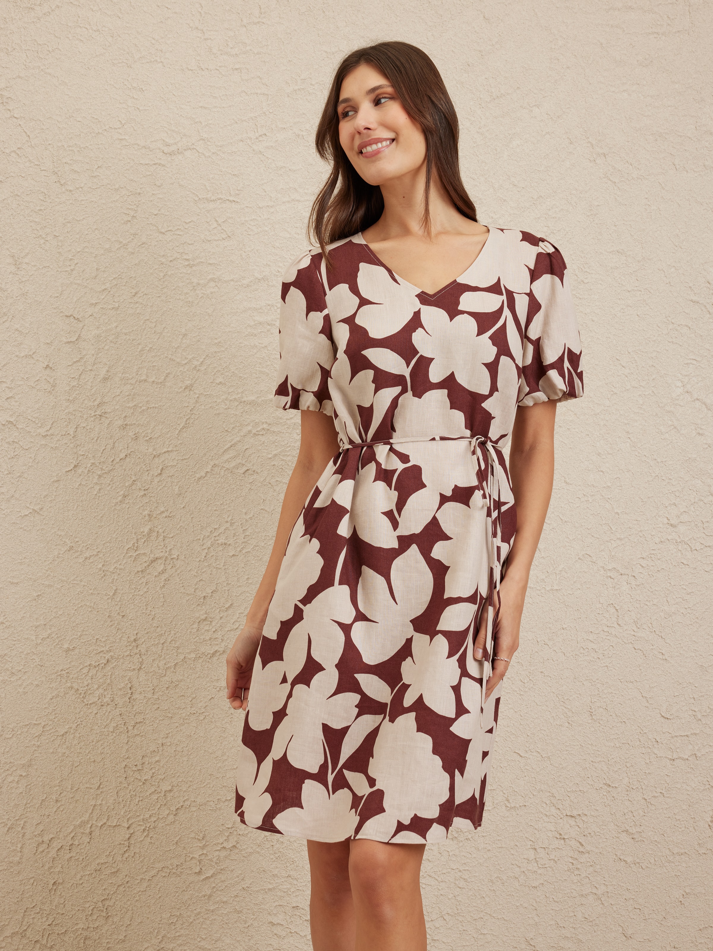 Bubble Sleeve Bonnie Linen Dress