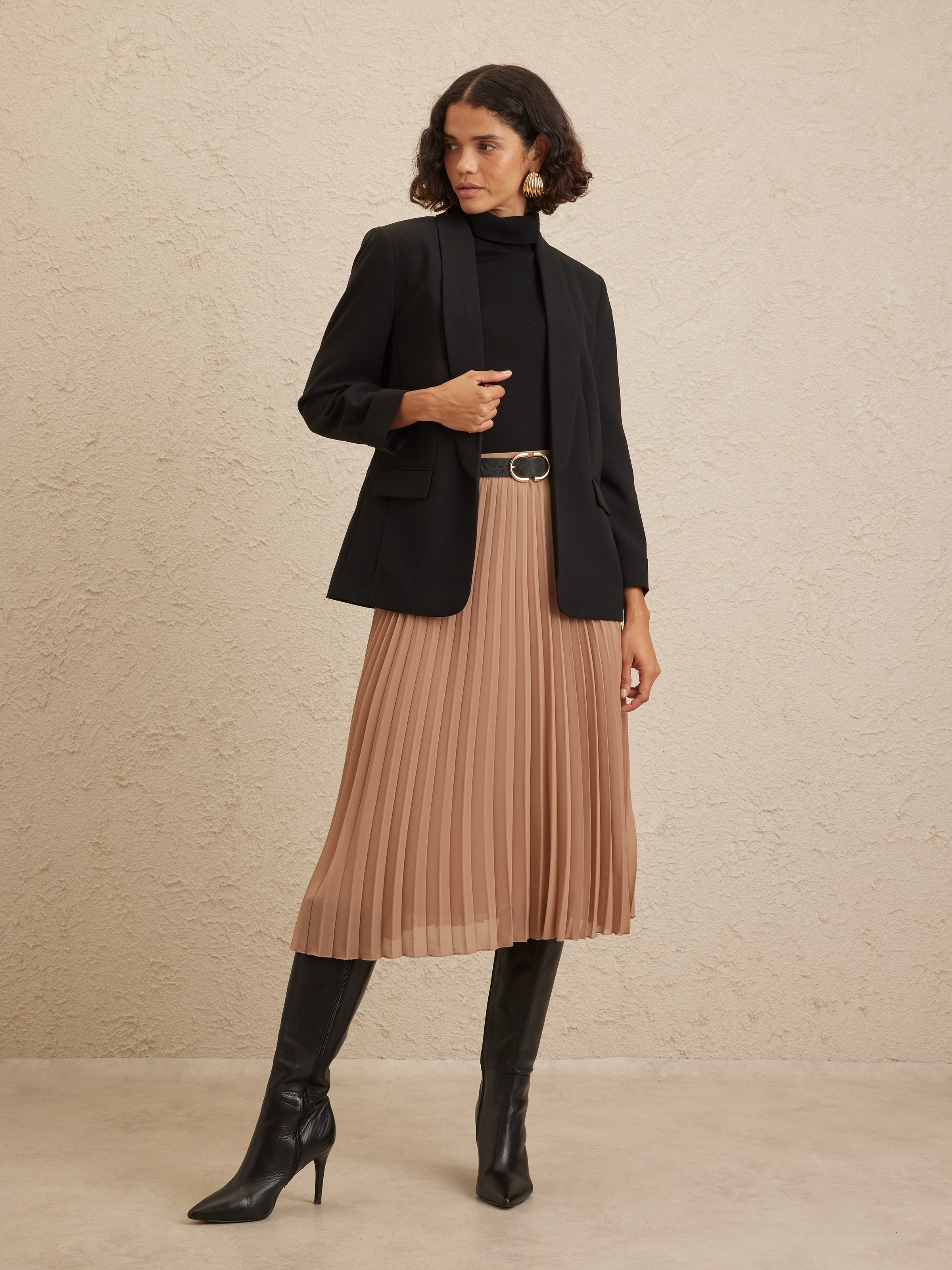 Crepe Tuxedo 3/4 Sleeve Blazer
