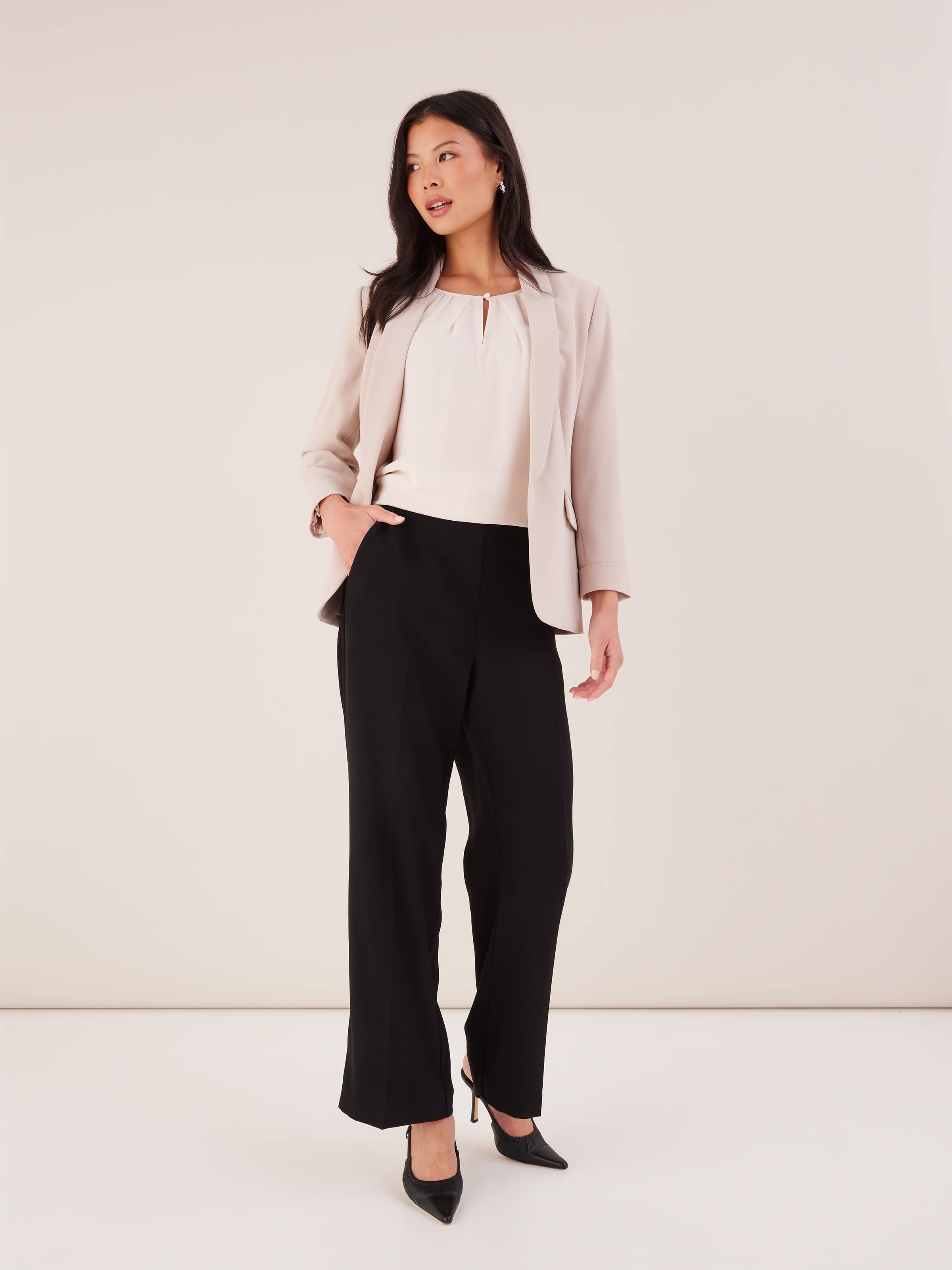 Crepe Tuxedo 3/4 Sleeve Blazer