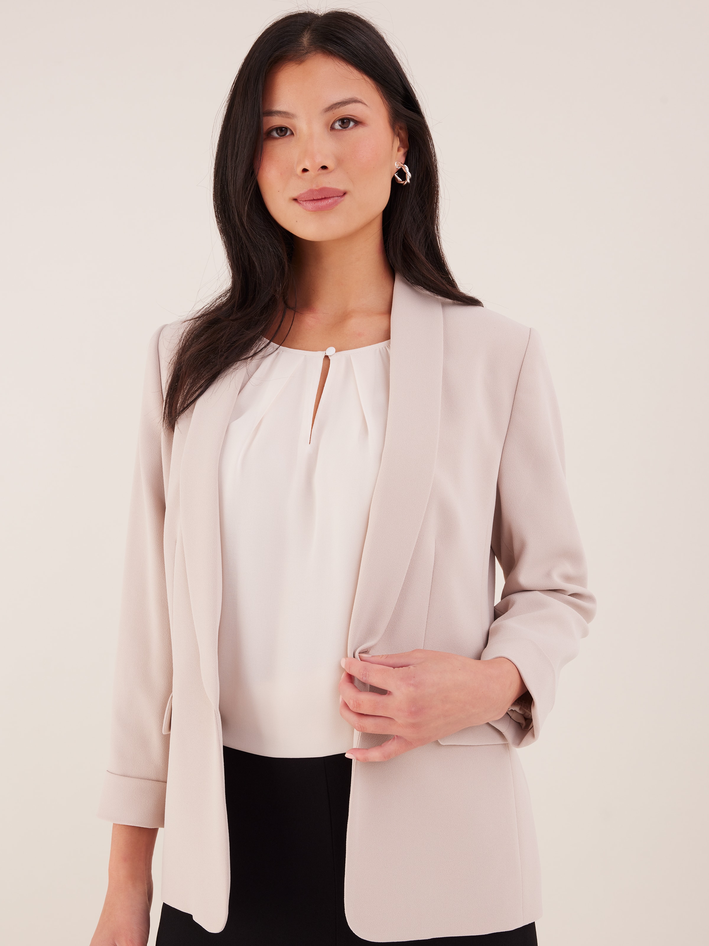Crepe Tuxedo 3/4 Sleeve Blazer