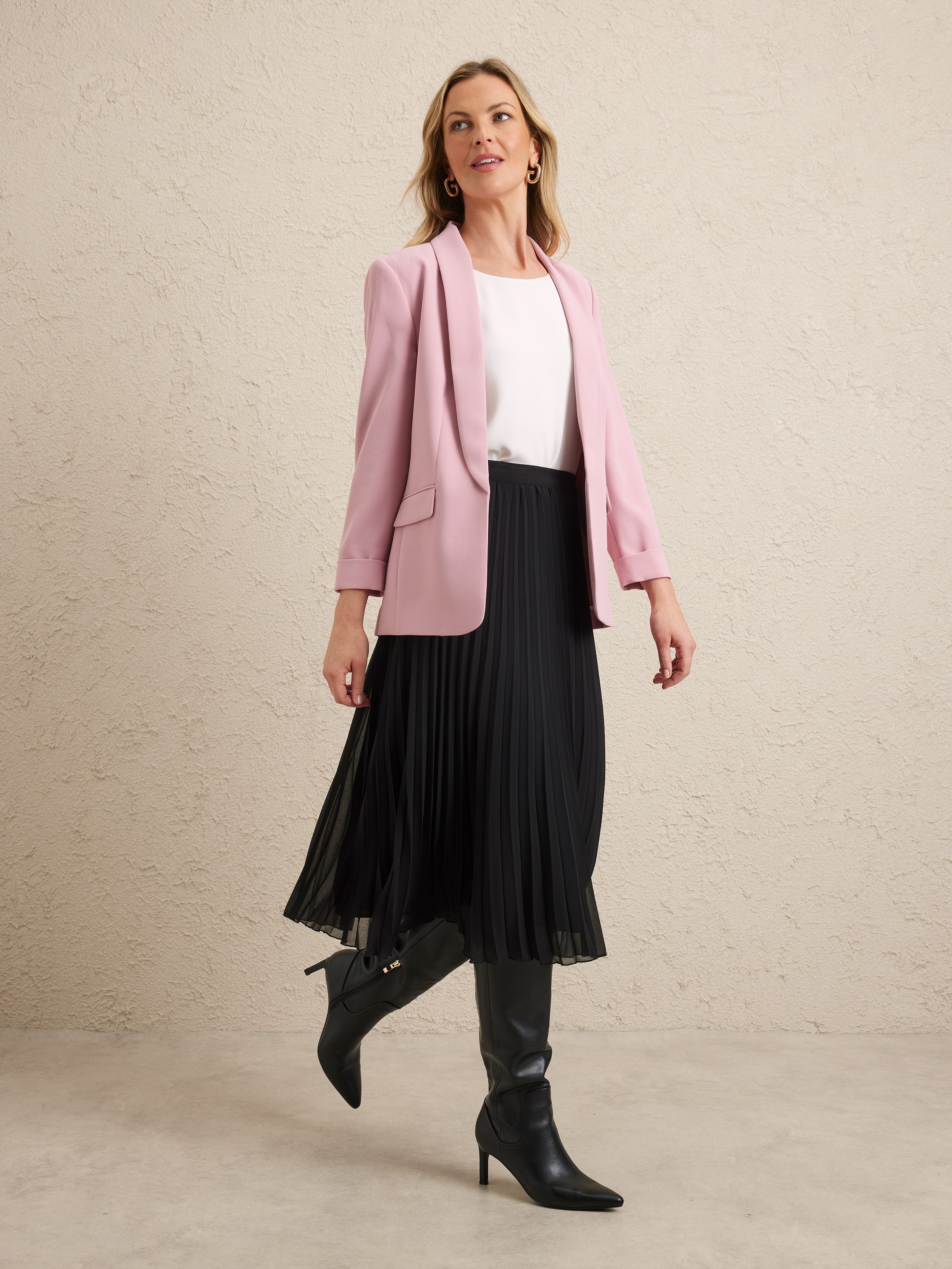 Crepe Tuxedo 3/4 Sleeve Blazer