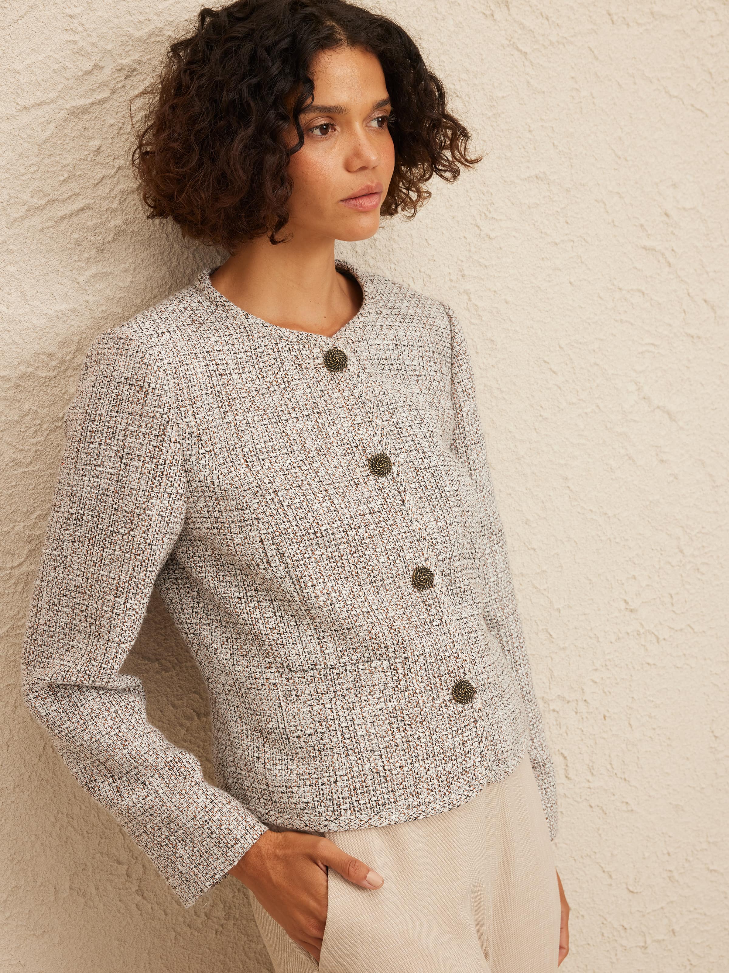 Tri Colour Textured Jacket