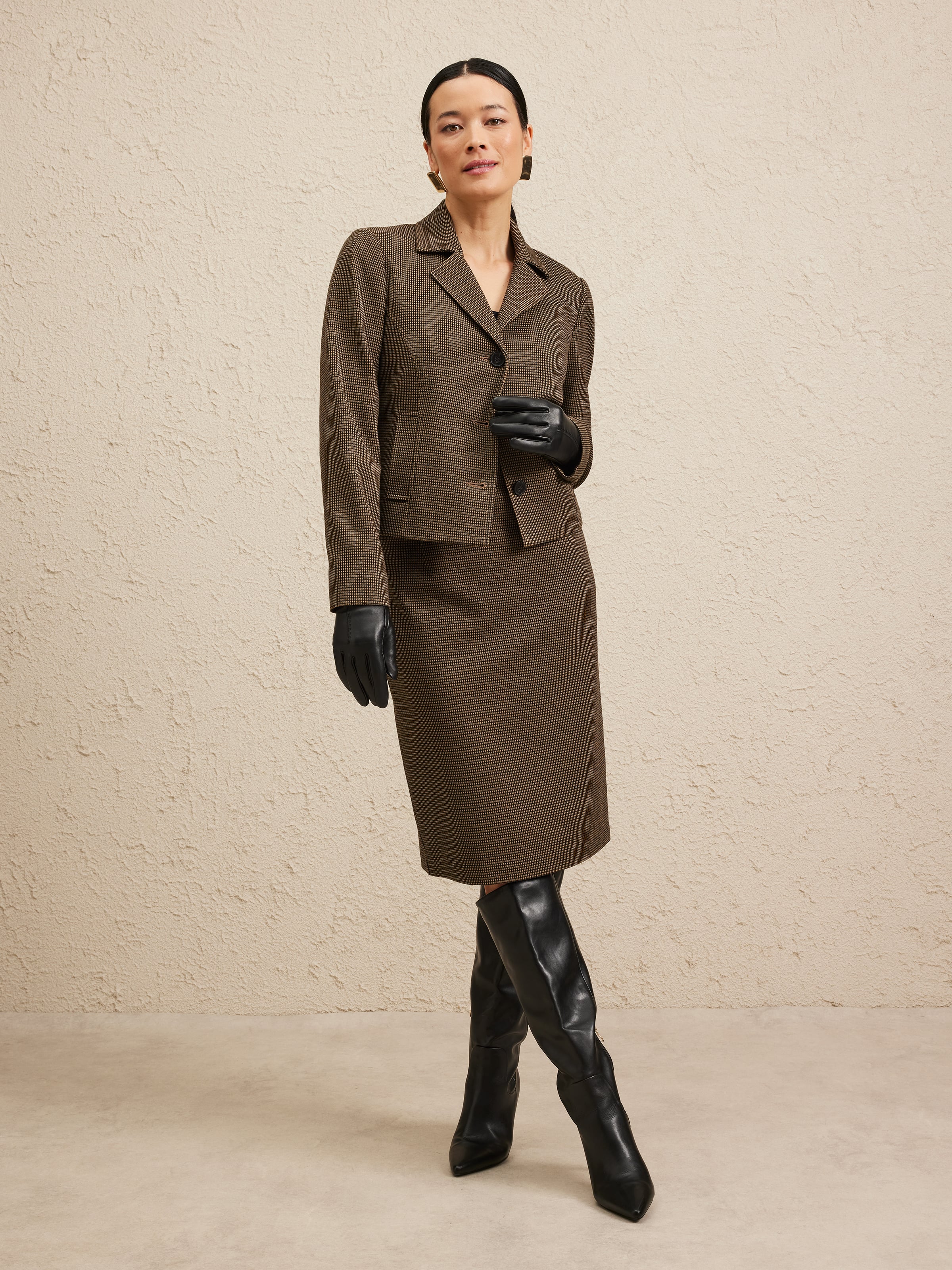 Ponte Gingham Short Jacket