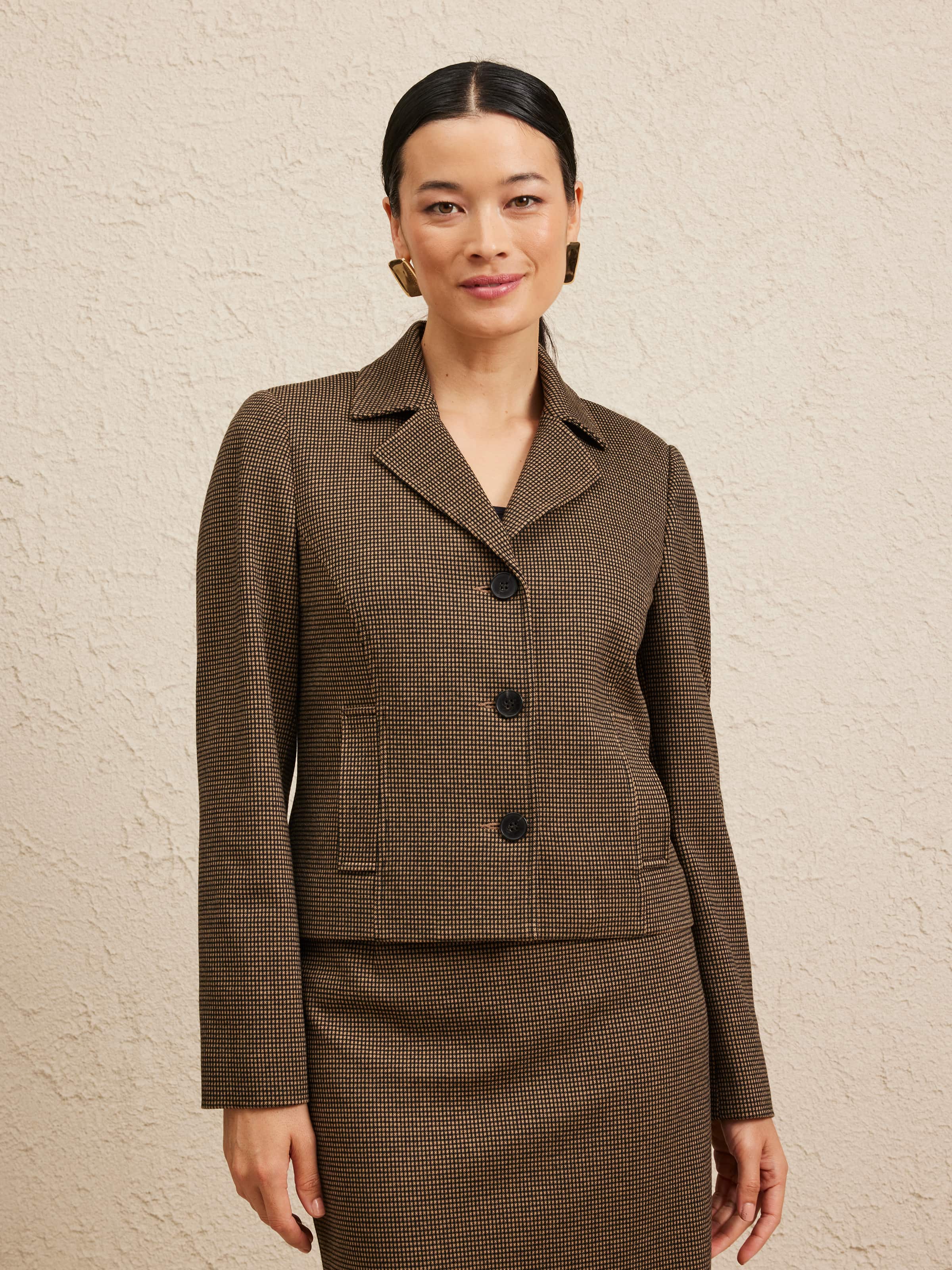 Ponte Gingham Short Jacket