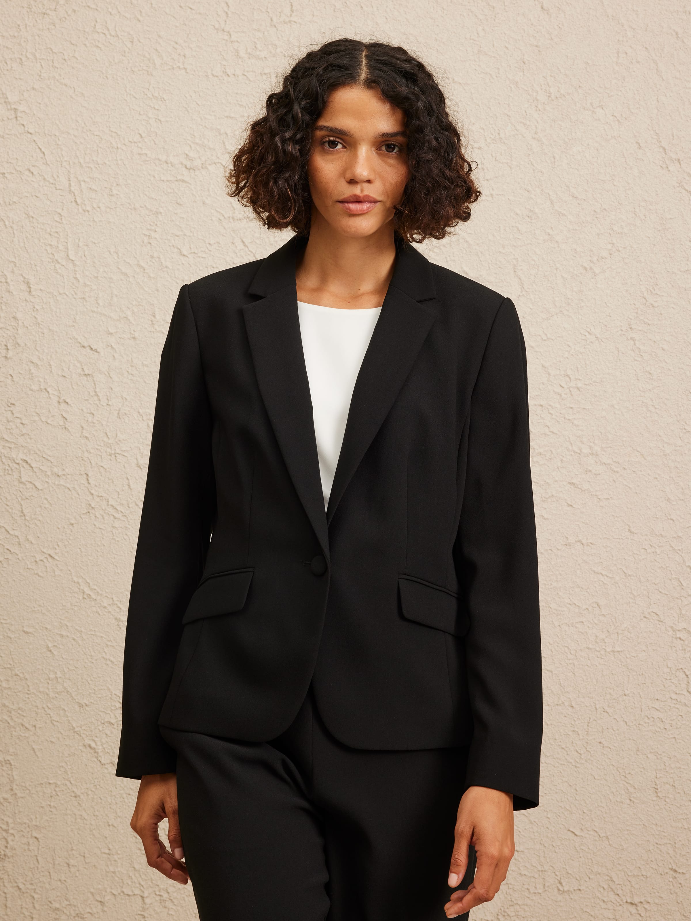 Crepe One Button Jacket