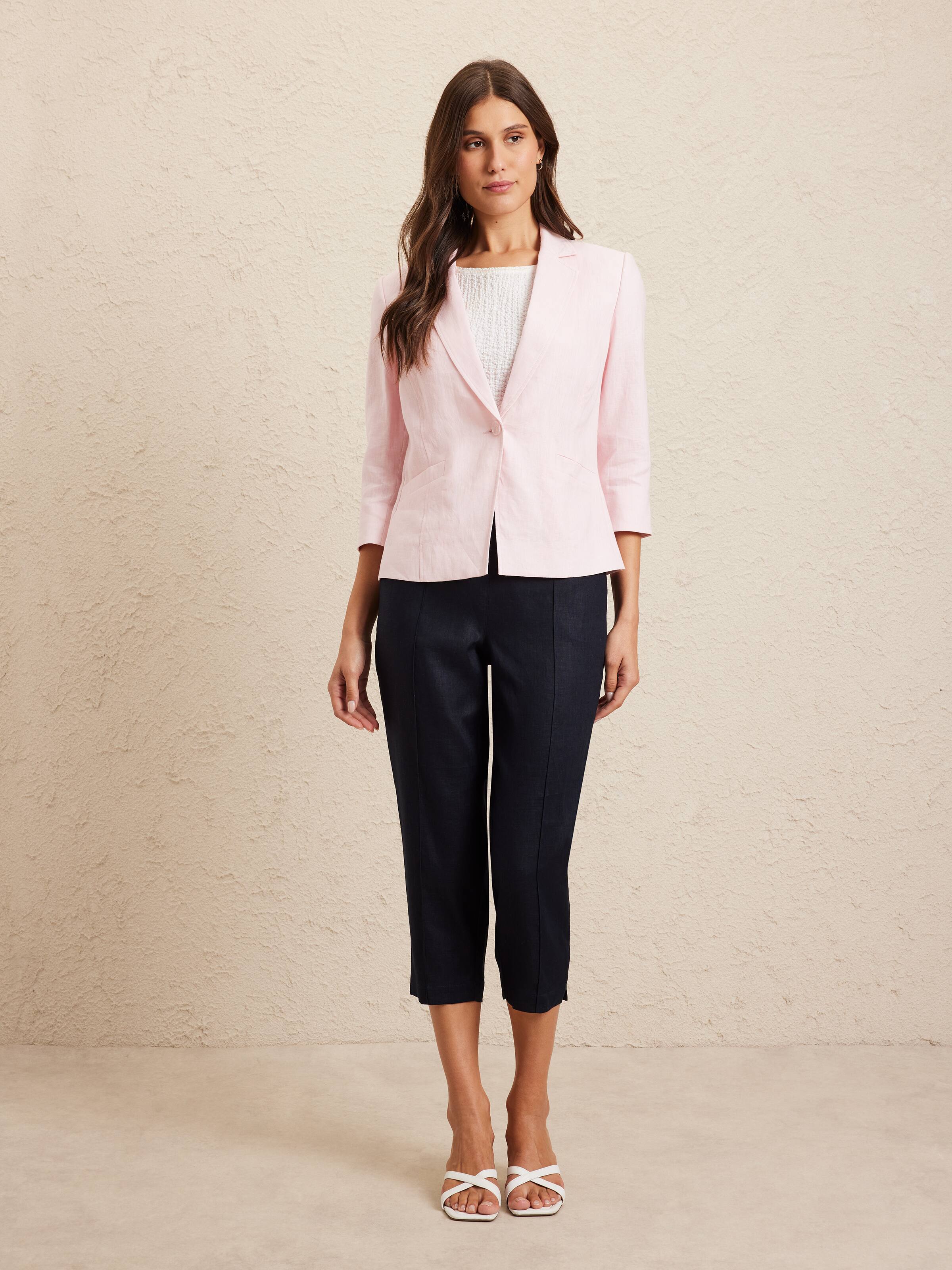 3/4 Sleeve Linen Blazer