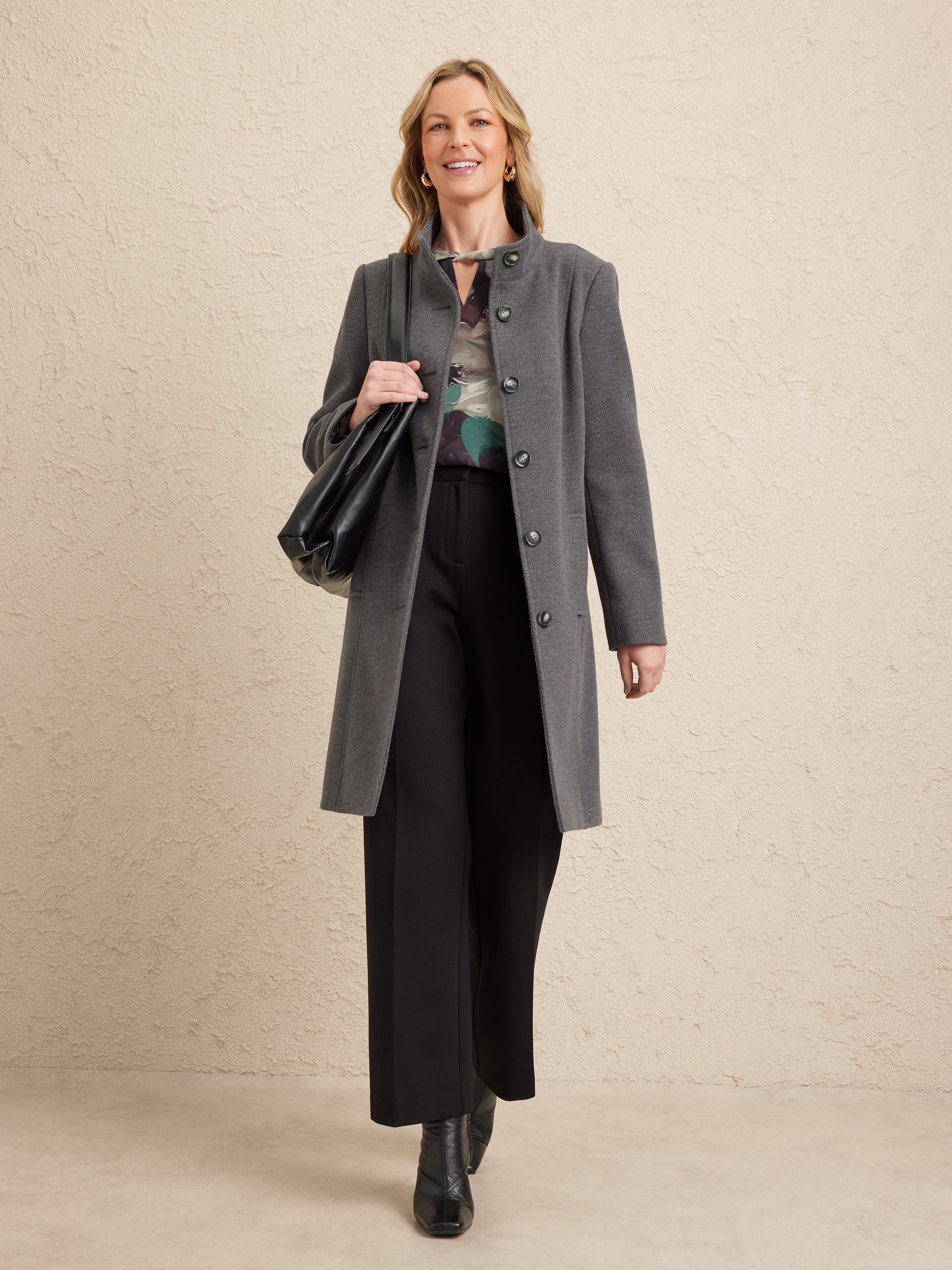 Funnel Neck Seam Detail Coat