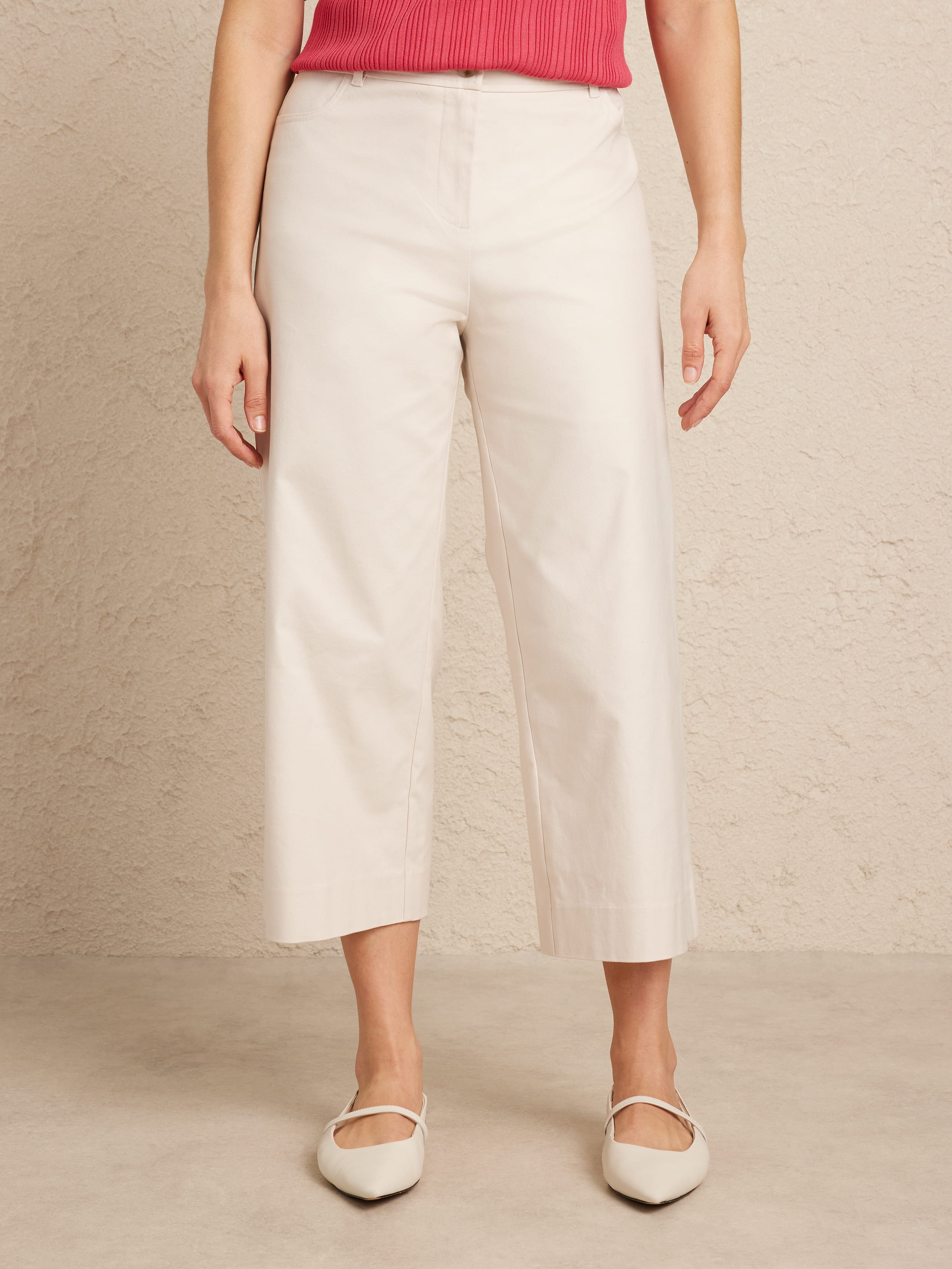 Oxford Wide Leg Crop Pant