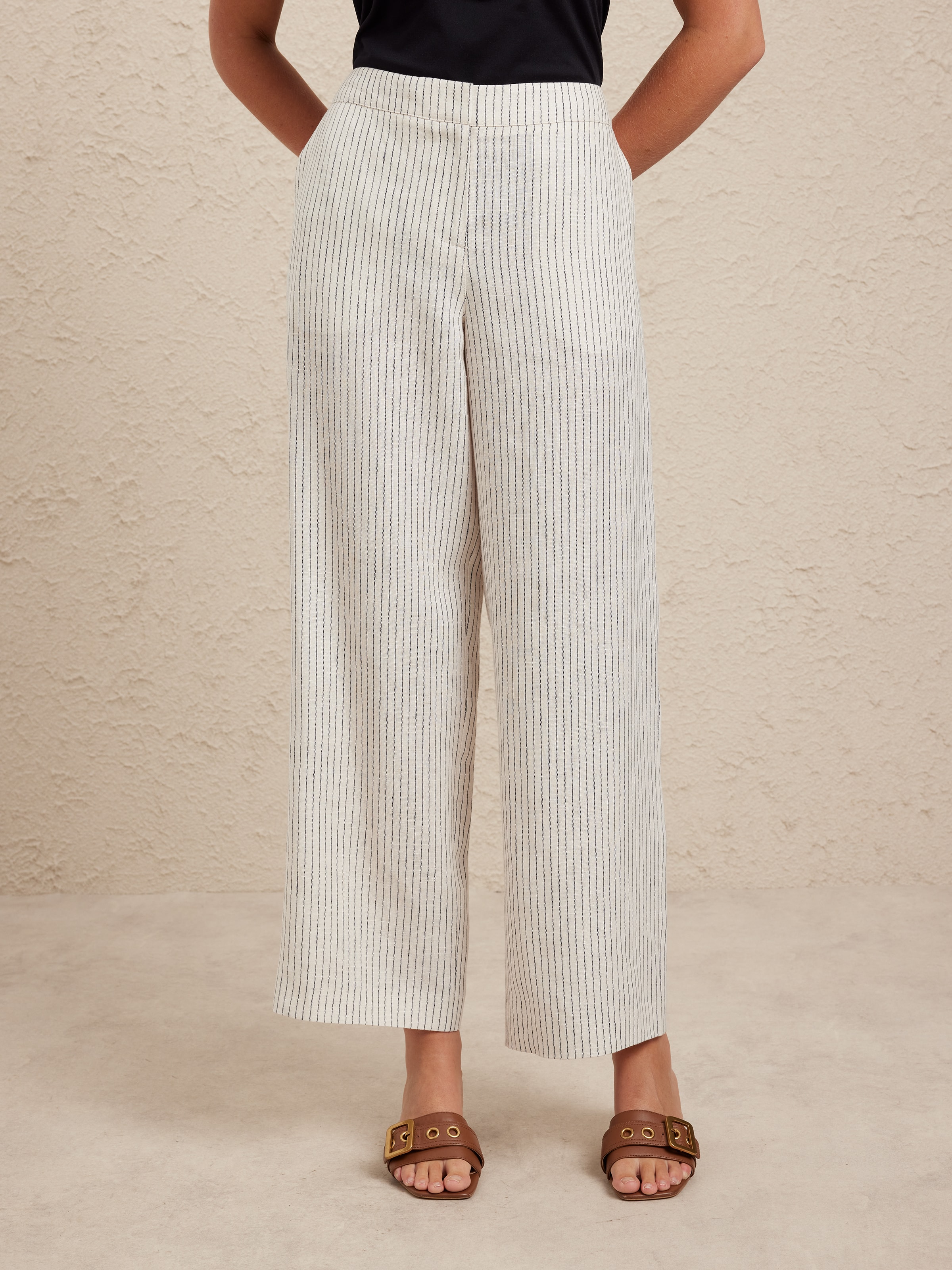 Pinstripe Linen Full Length Pant