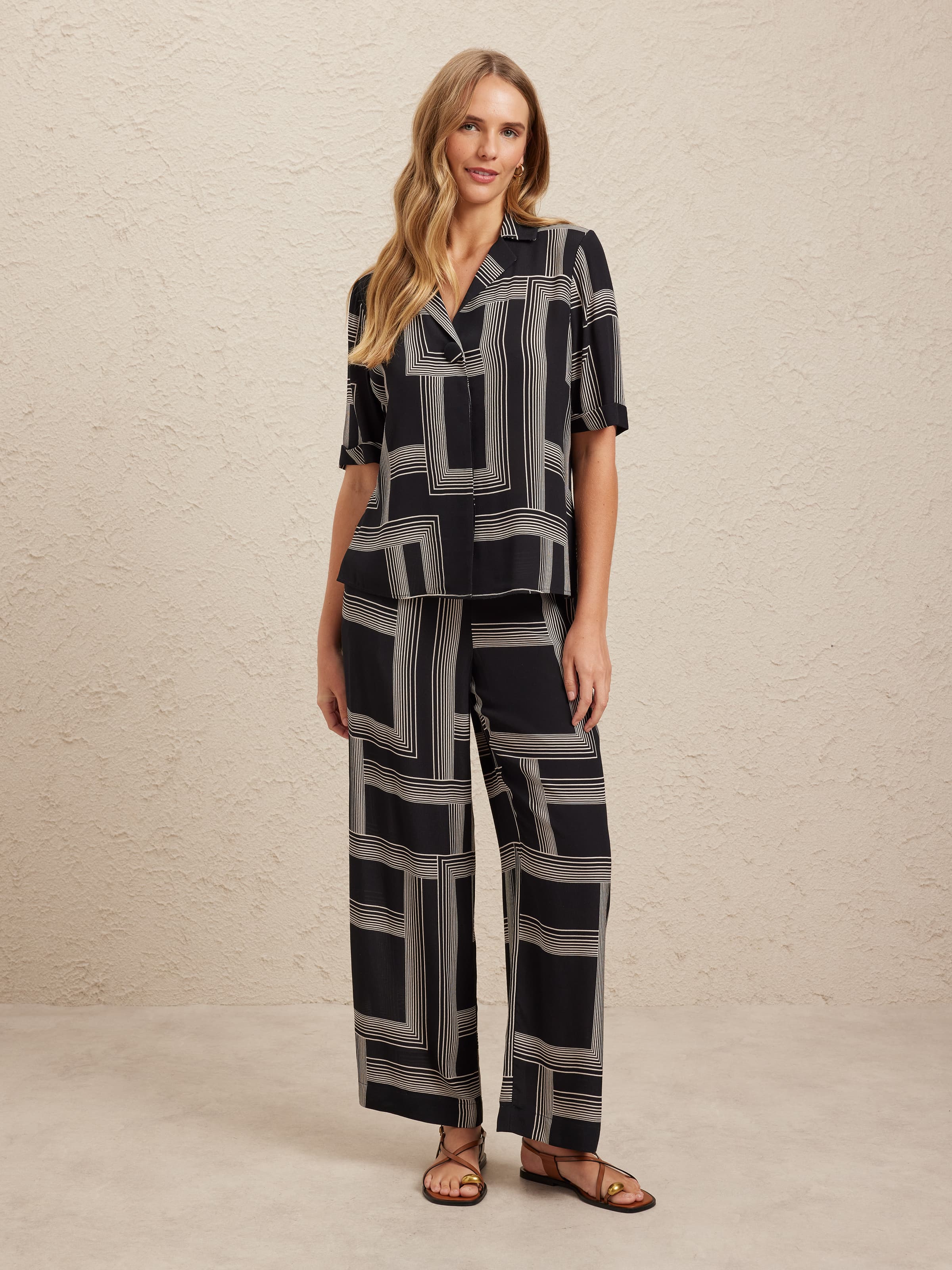 Viscose Crepe Print Full Length Pant