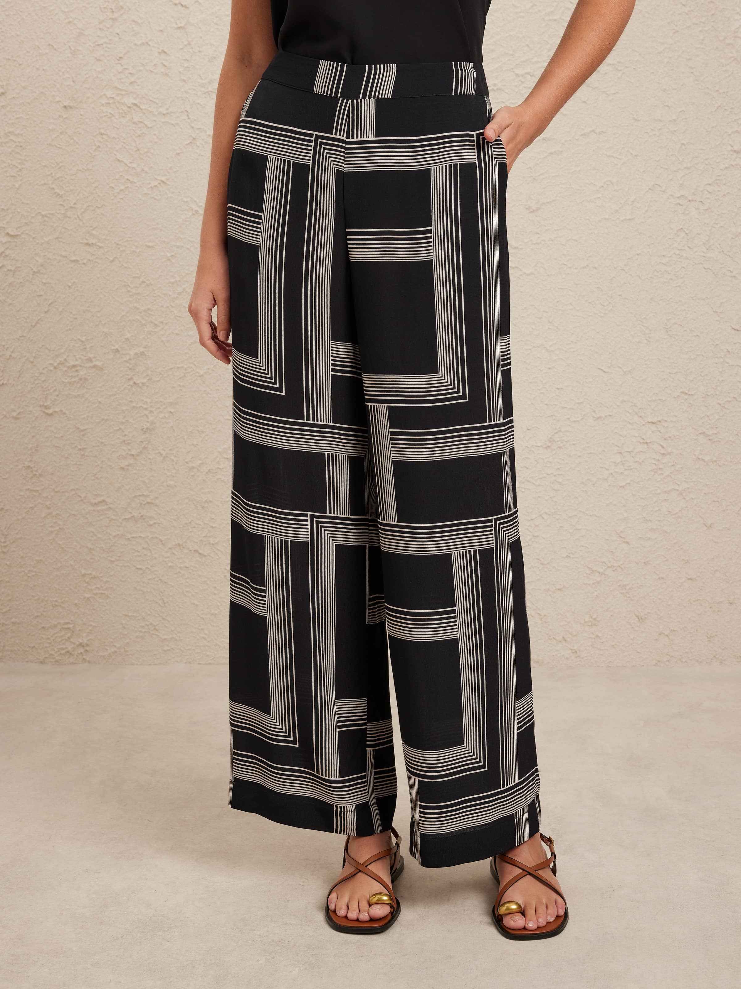 Viscose Crepe Print Full Length Pant