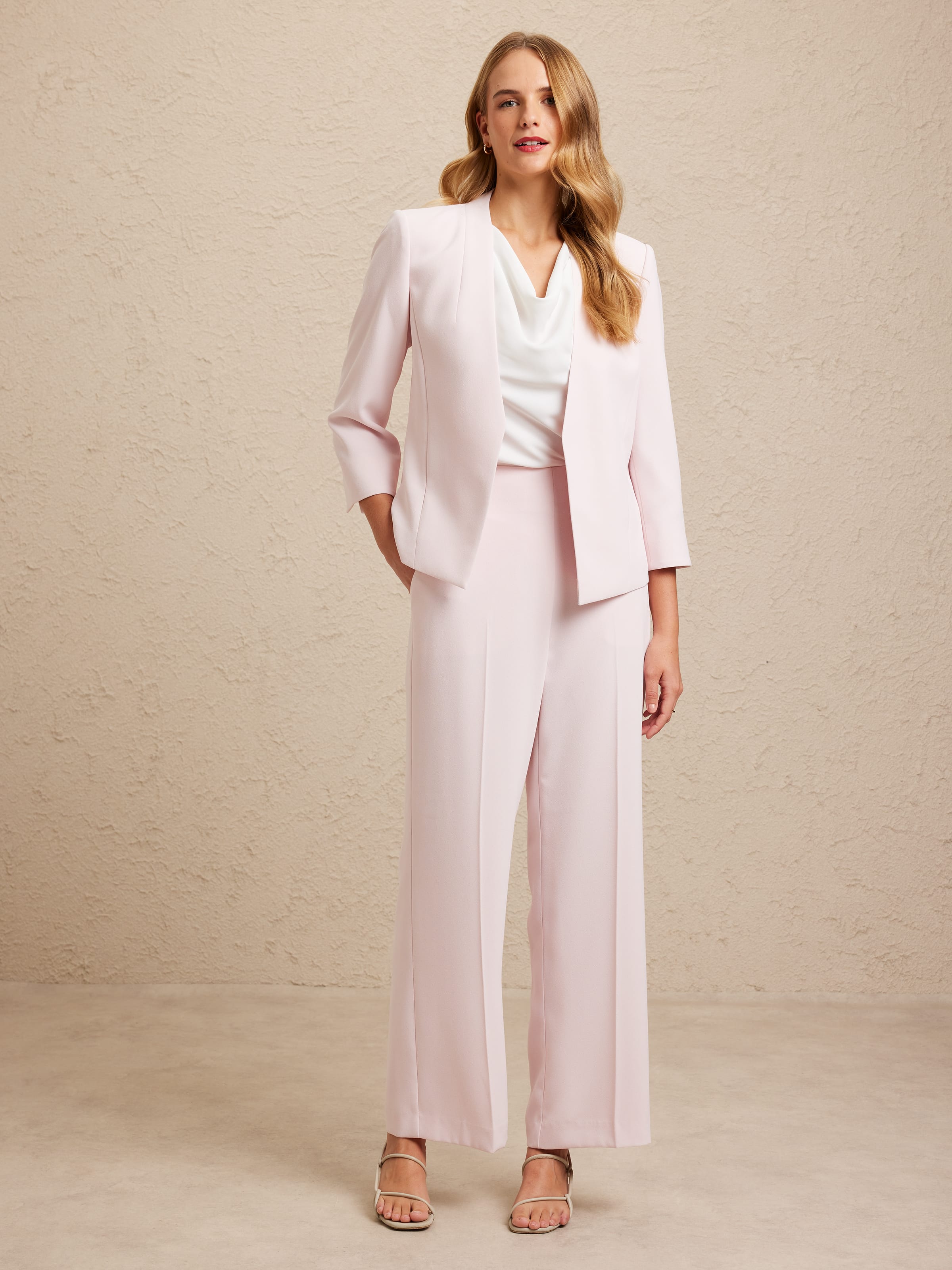 High Rise Crepe Wide Leg Pant