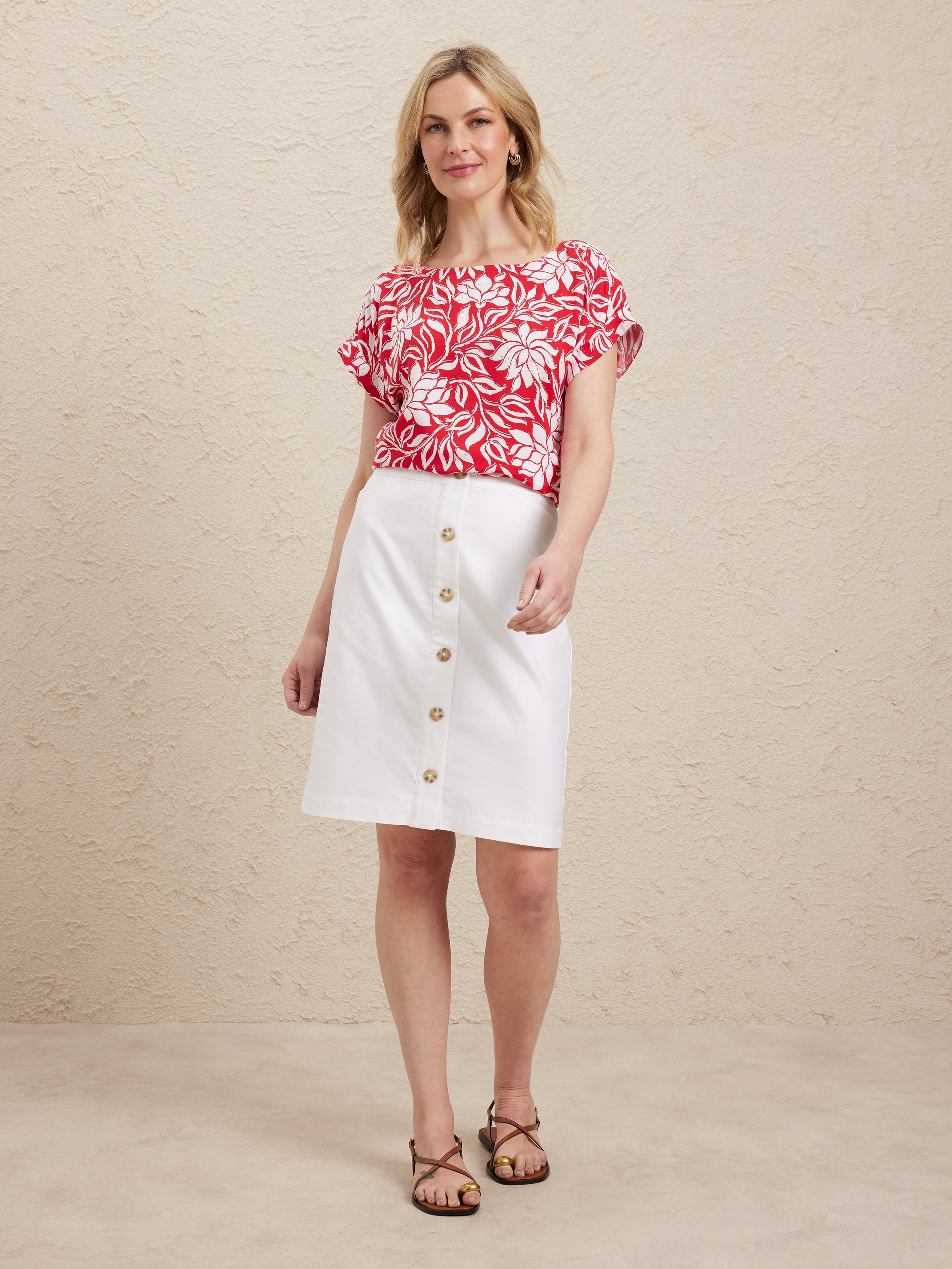 Oxford Button Through Skirt