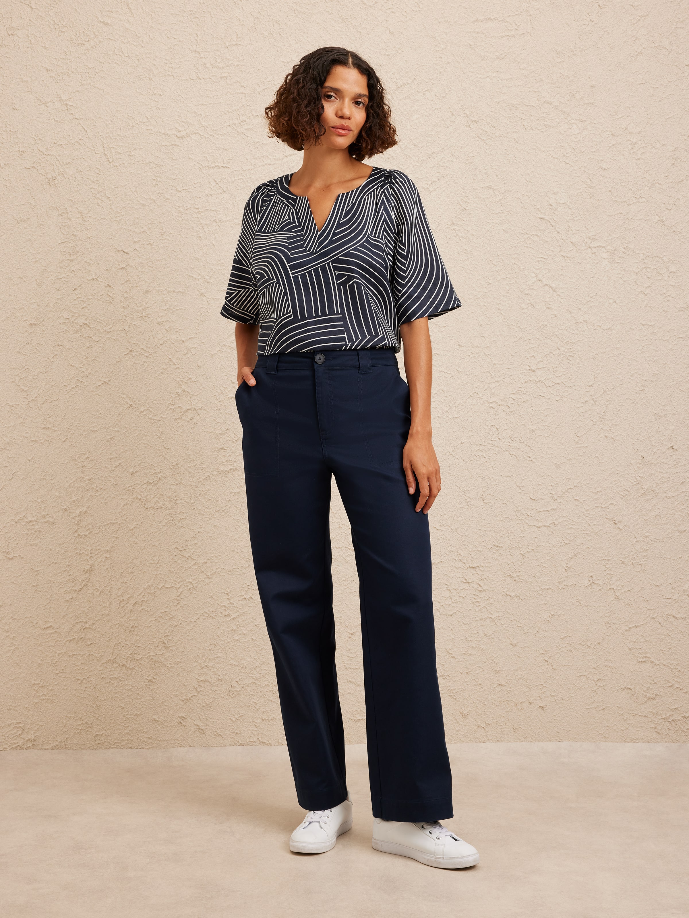 Notch Neck Linen Top