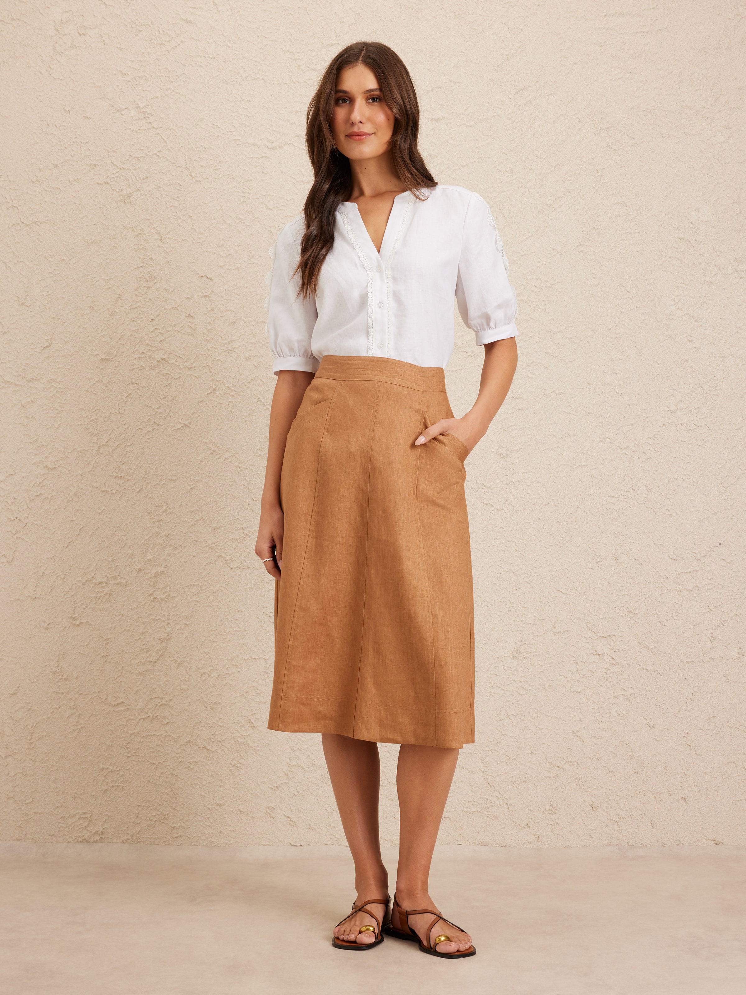 Gisele Lace Trim Linen Shirt