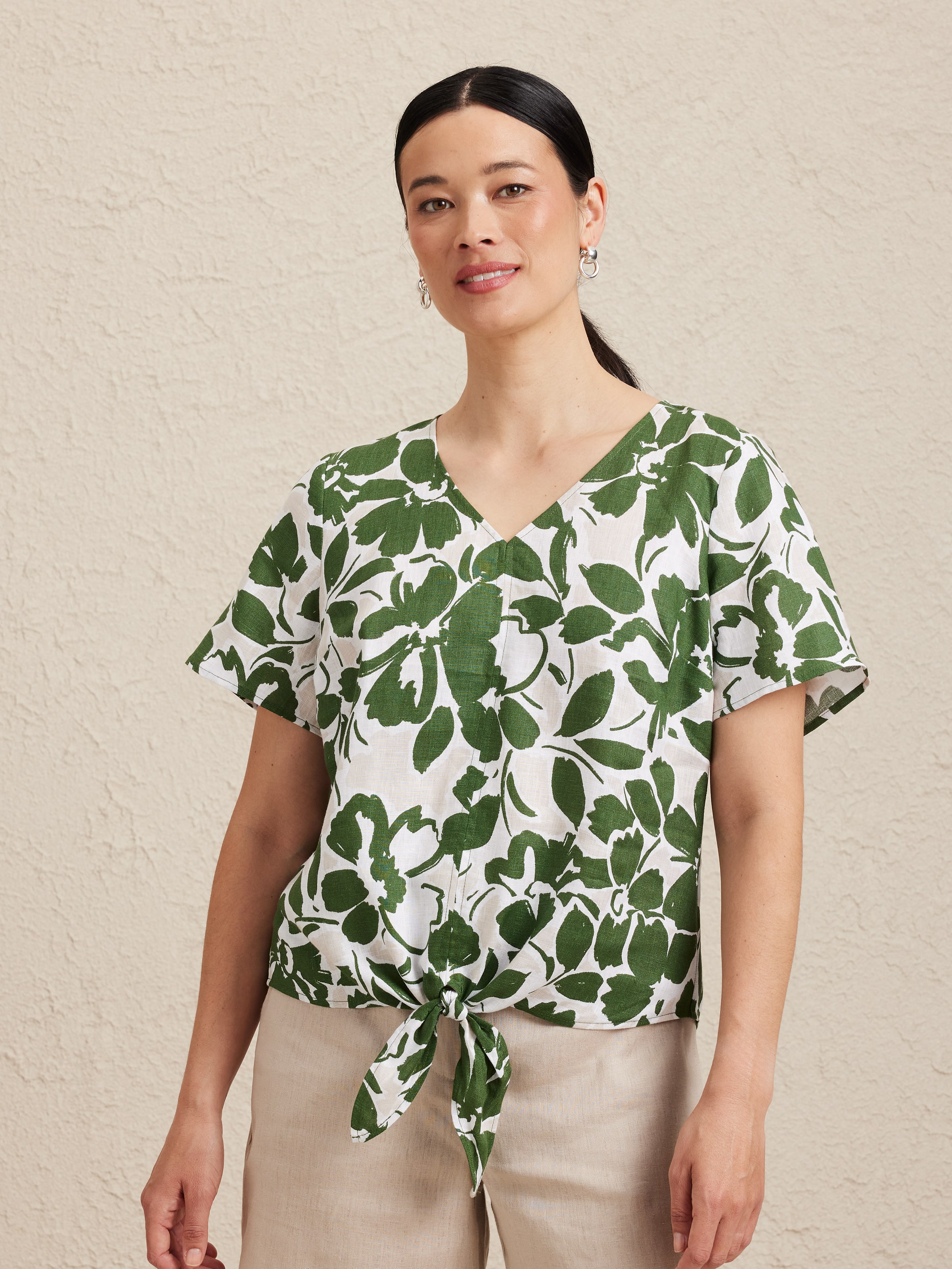 Tie Front Linen Top