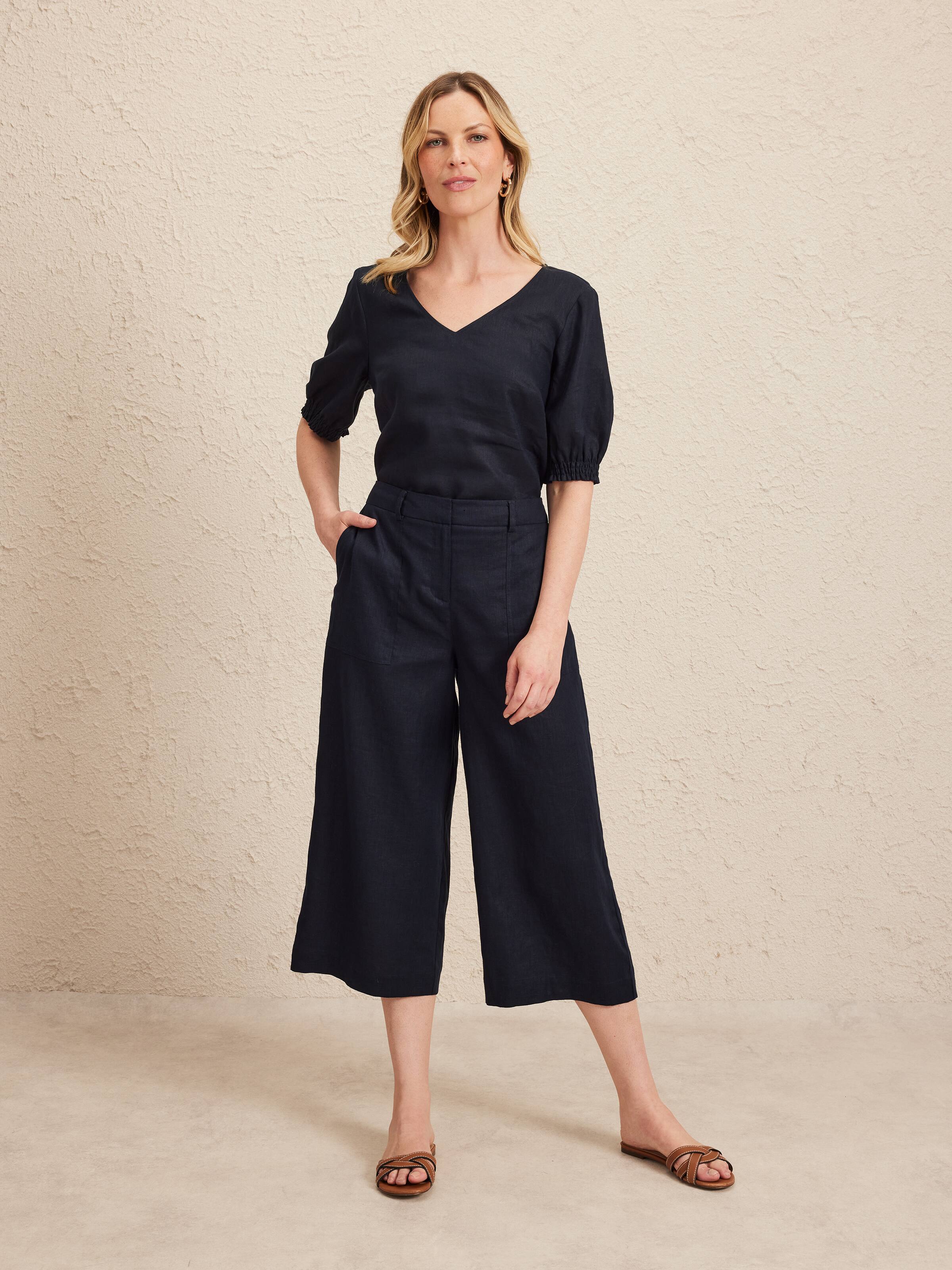 V Neck Linen Top