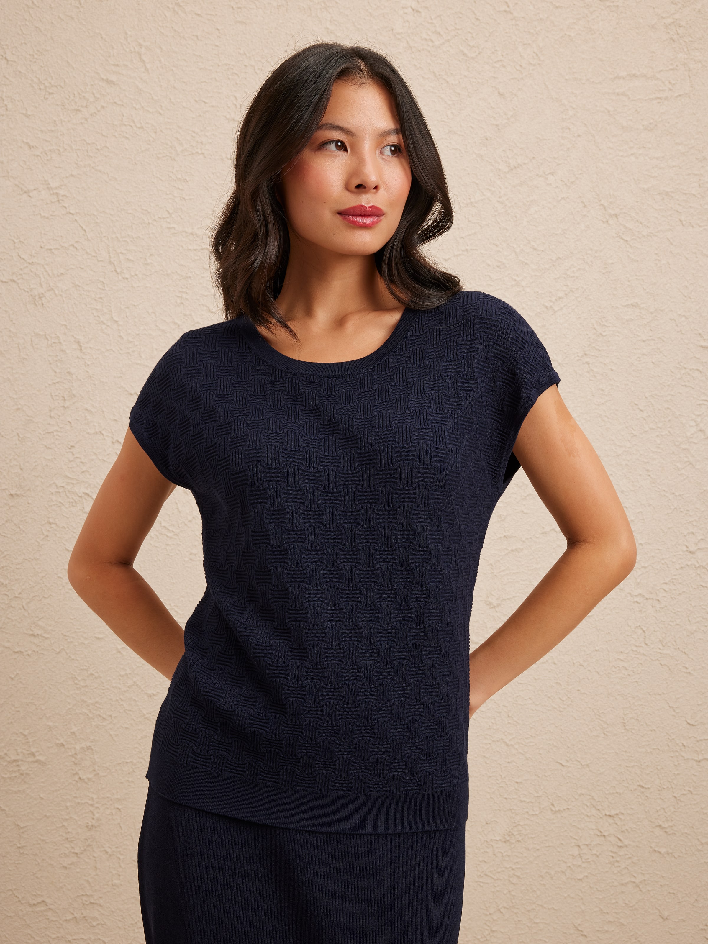 Cleo Checkered Geo Knit Top