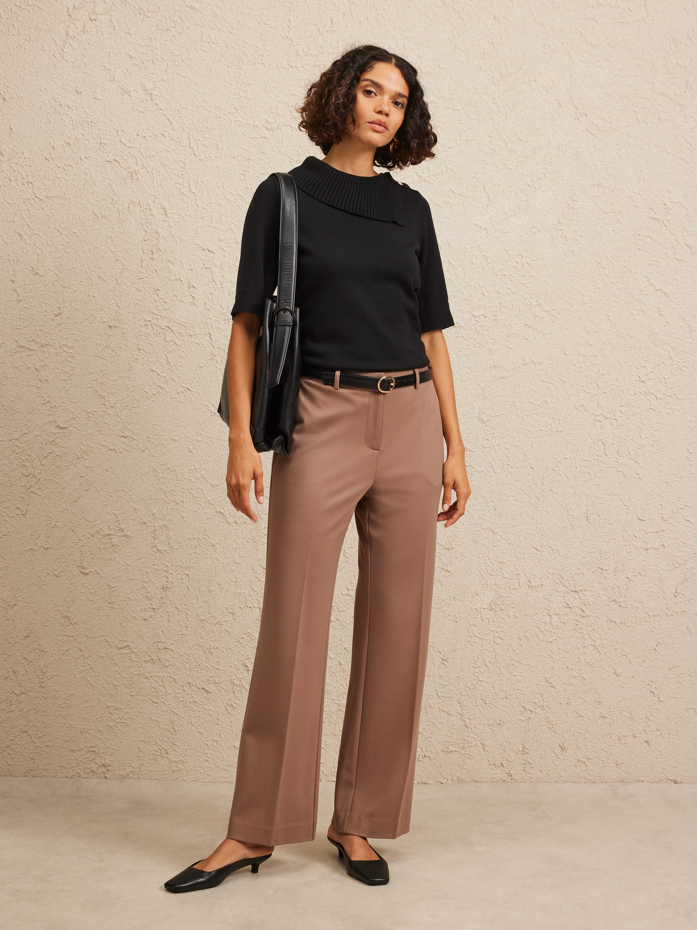 Ellie Button Roll Neck Knit Top