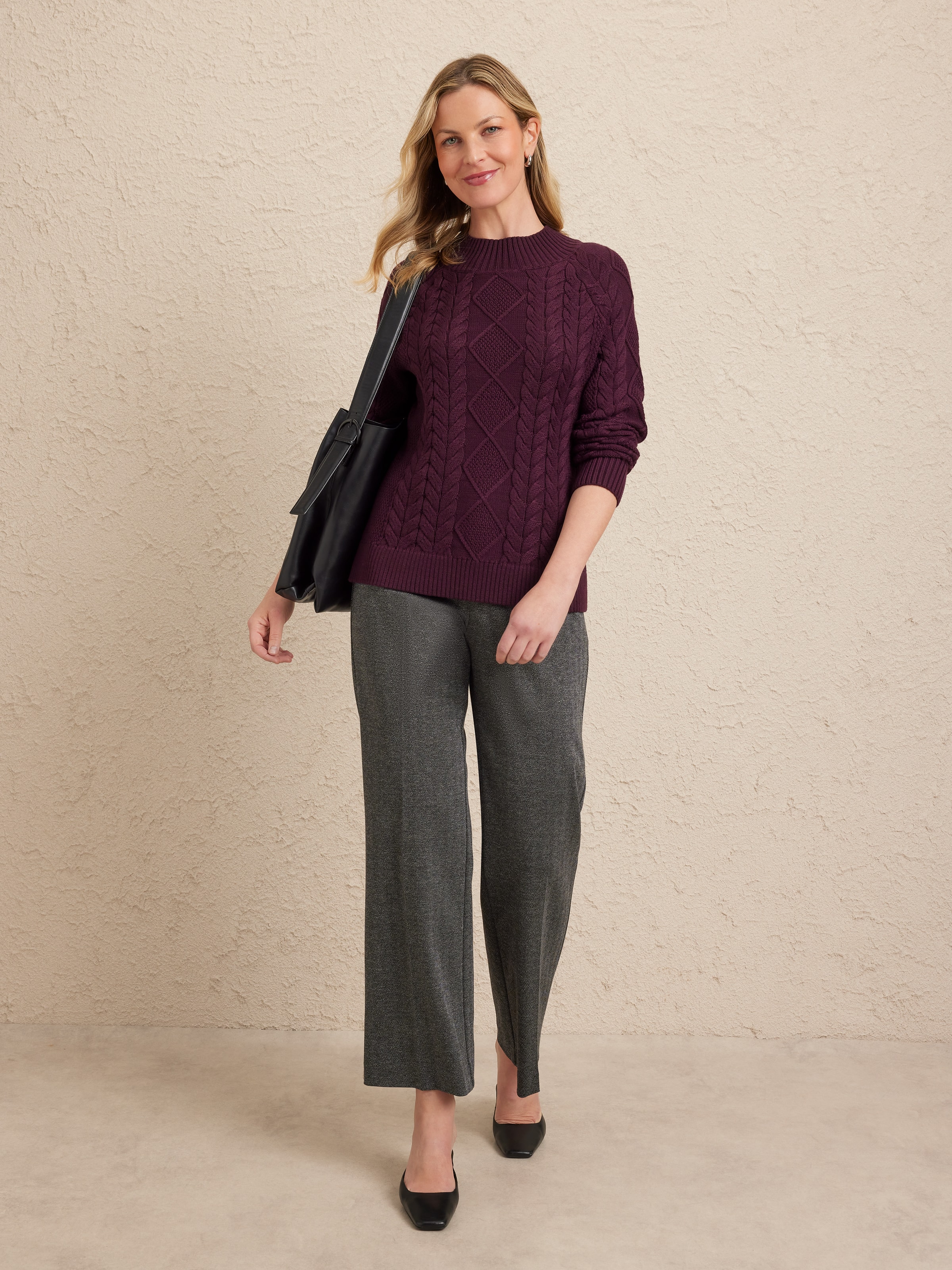 Kai Mock Neck Cable Jumper