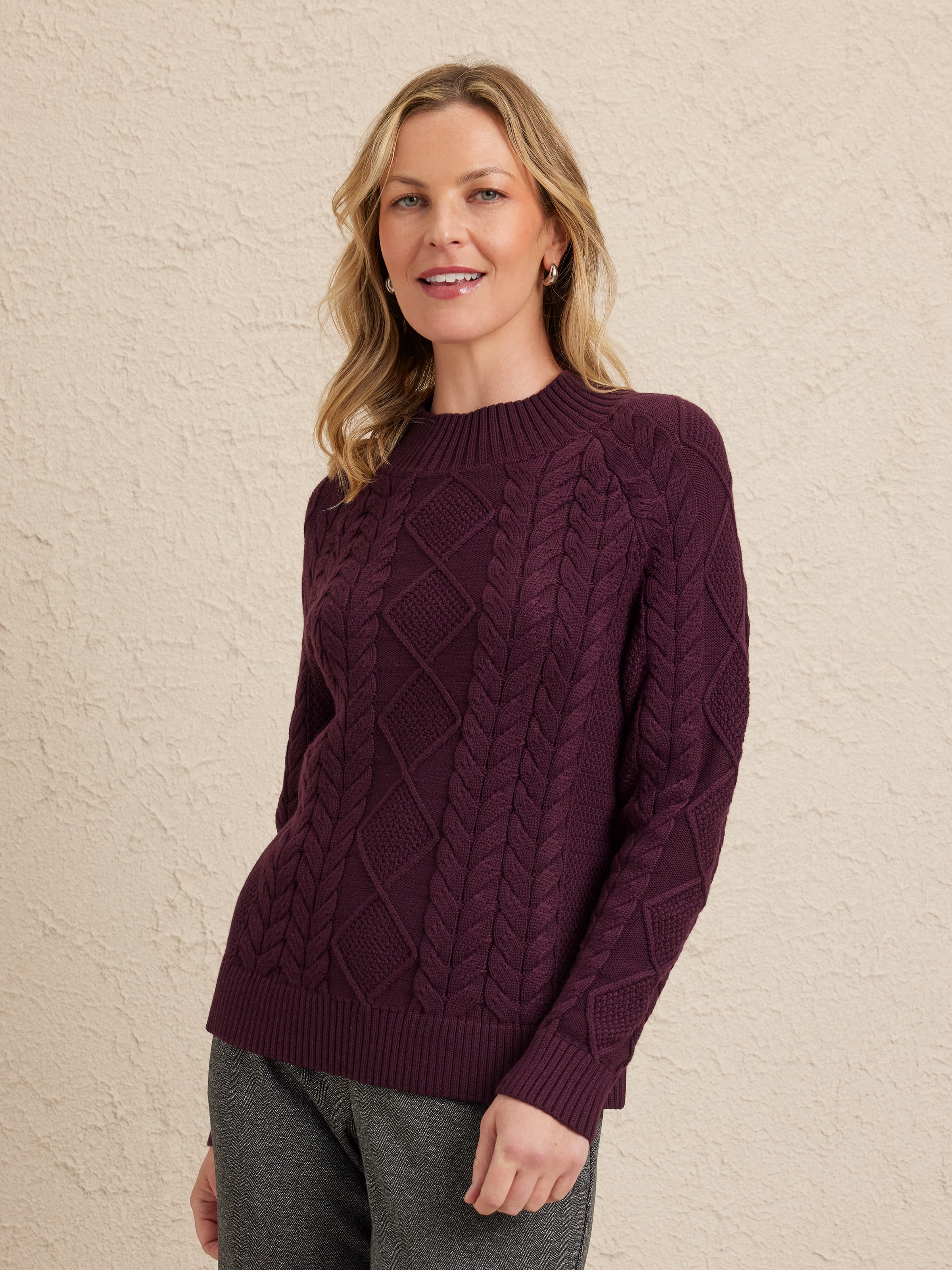 Kai Mock Neck Cable Jumper