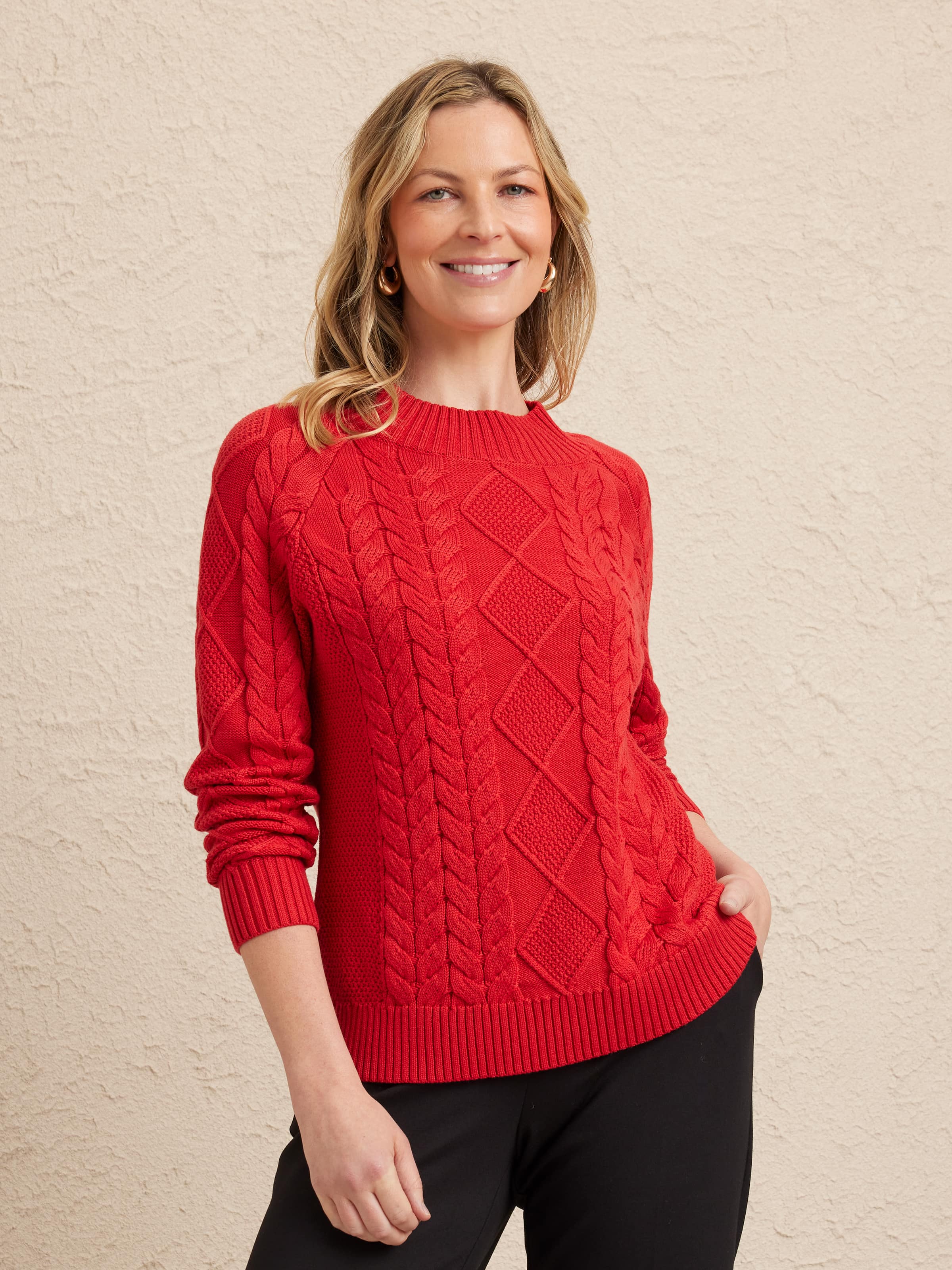 Kai Mock Neck Cable Jumper