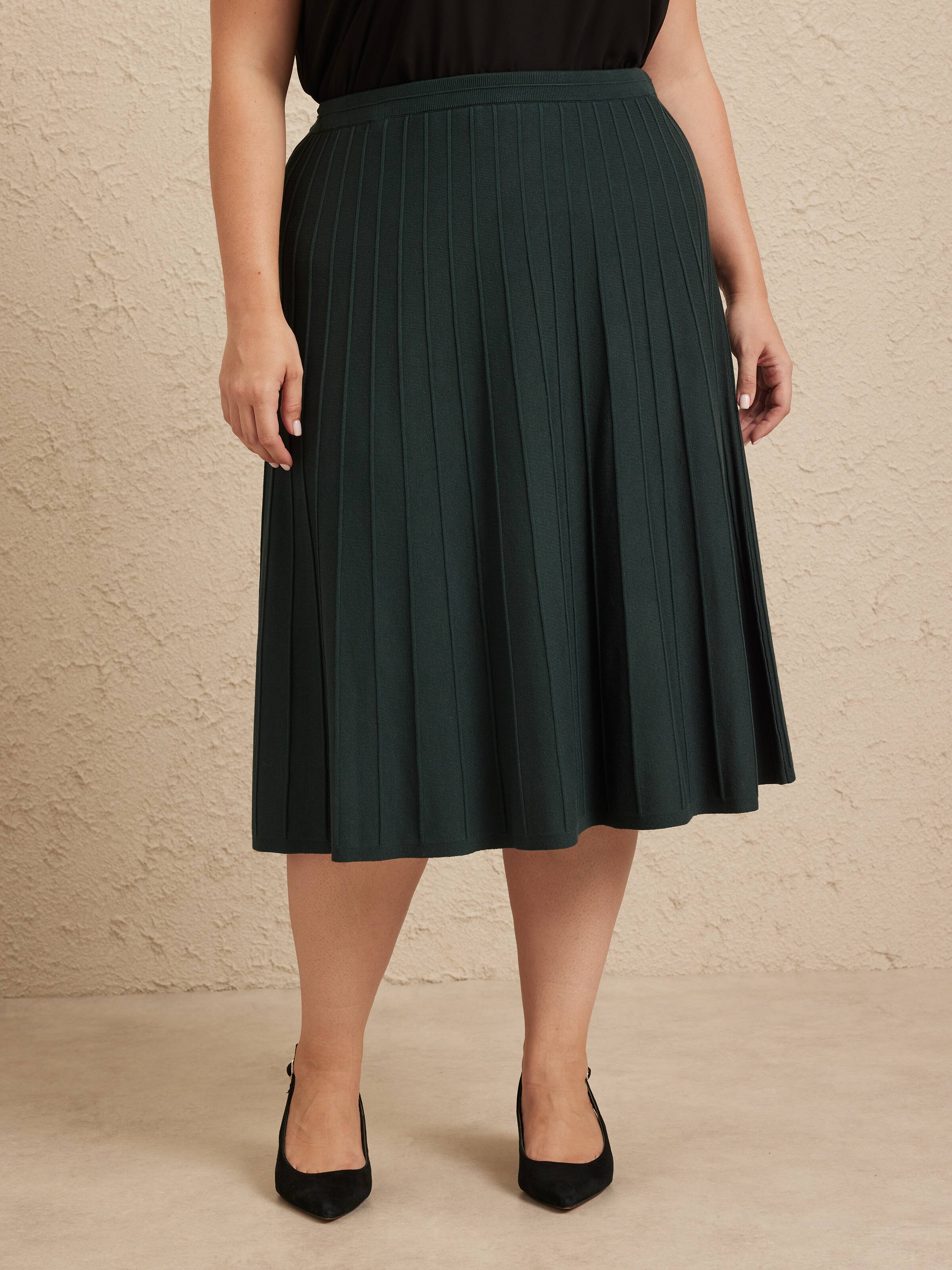 Curve Beth Knit Self Stripe Mid Skirt