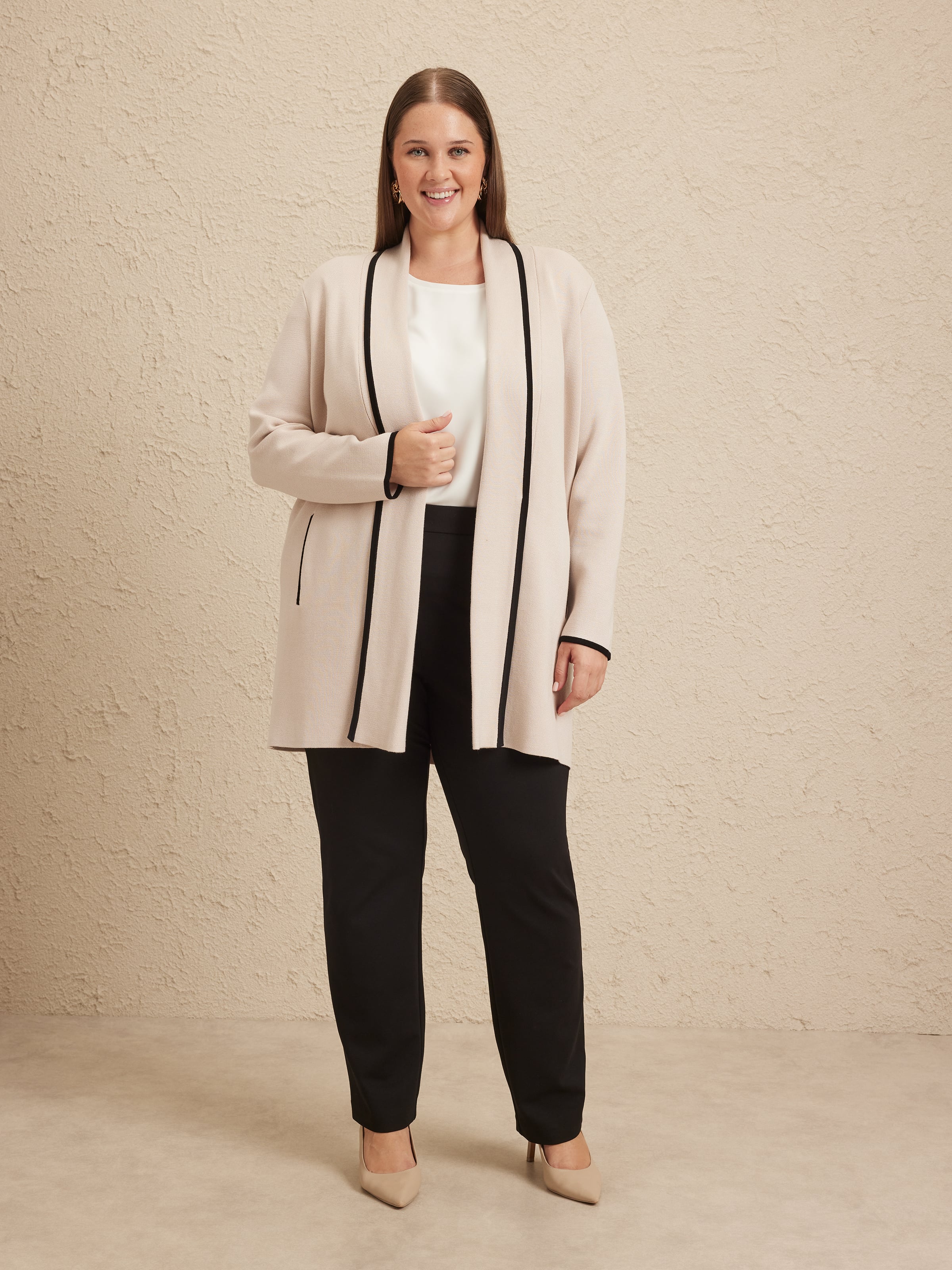 Curve Vanessa Tipped Cardi Coat