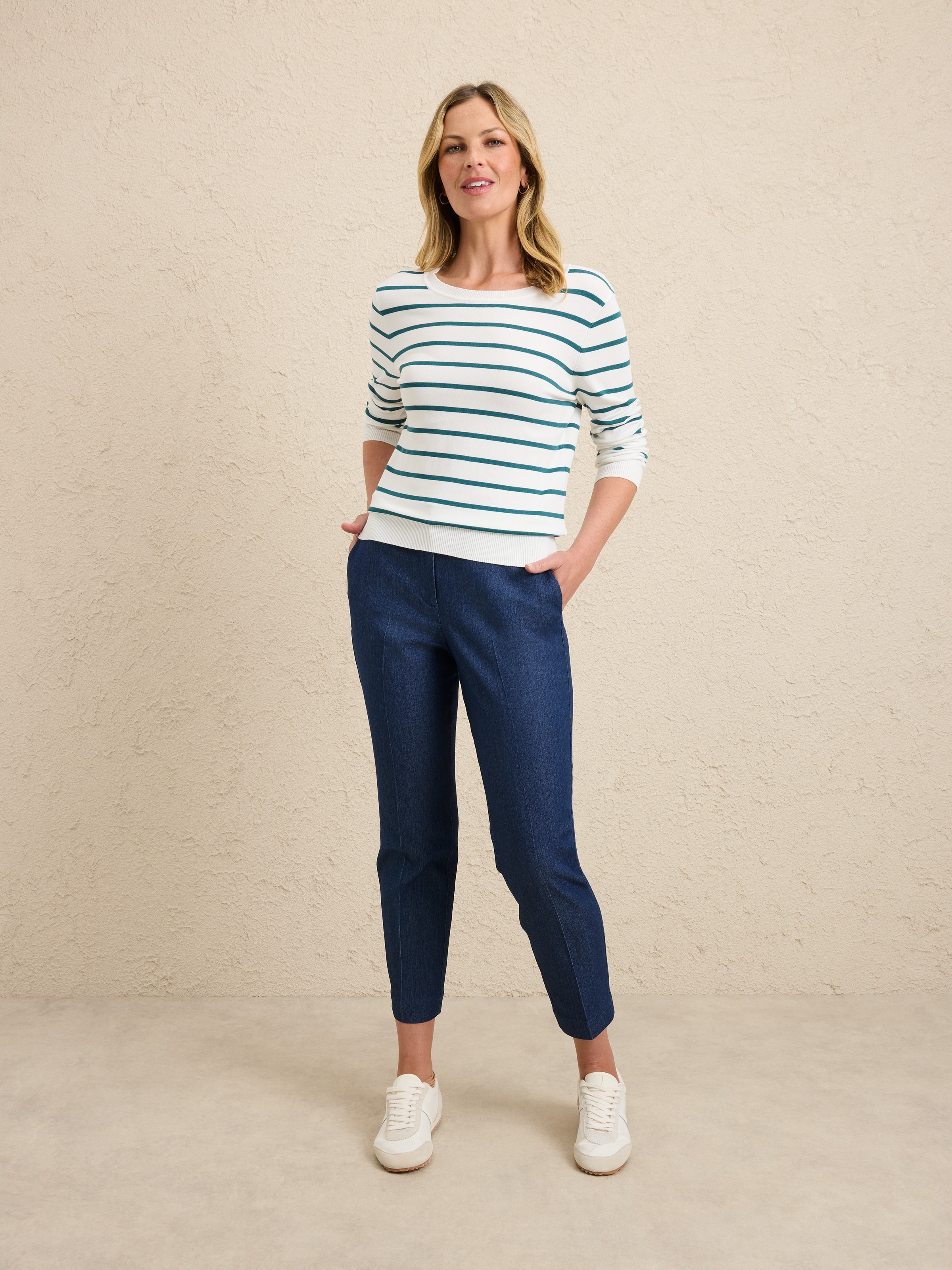 3/4 Sabrina Scallop Trim Jumper