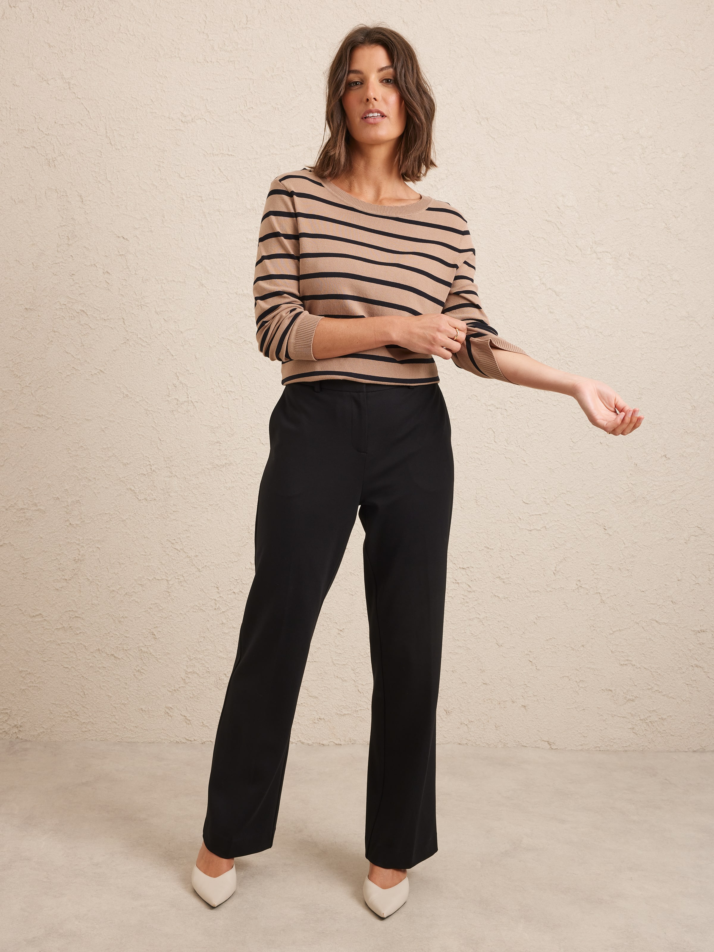 3/4 Sabrina Scallop Trim Jumper