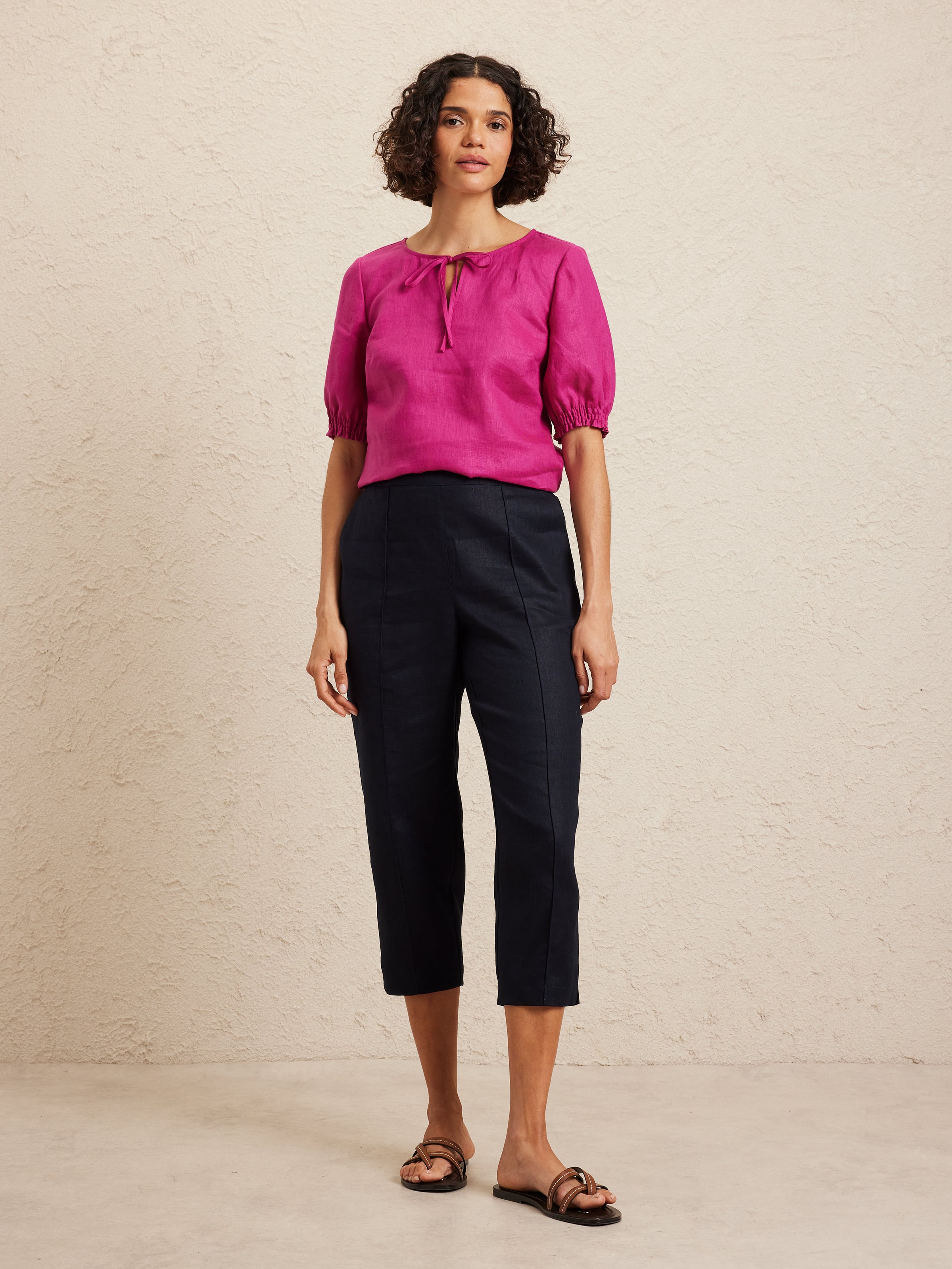 Ada Tie Neck Linen Top