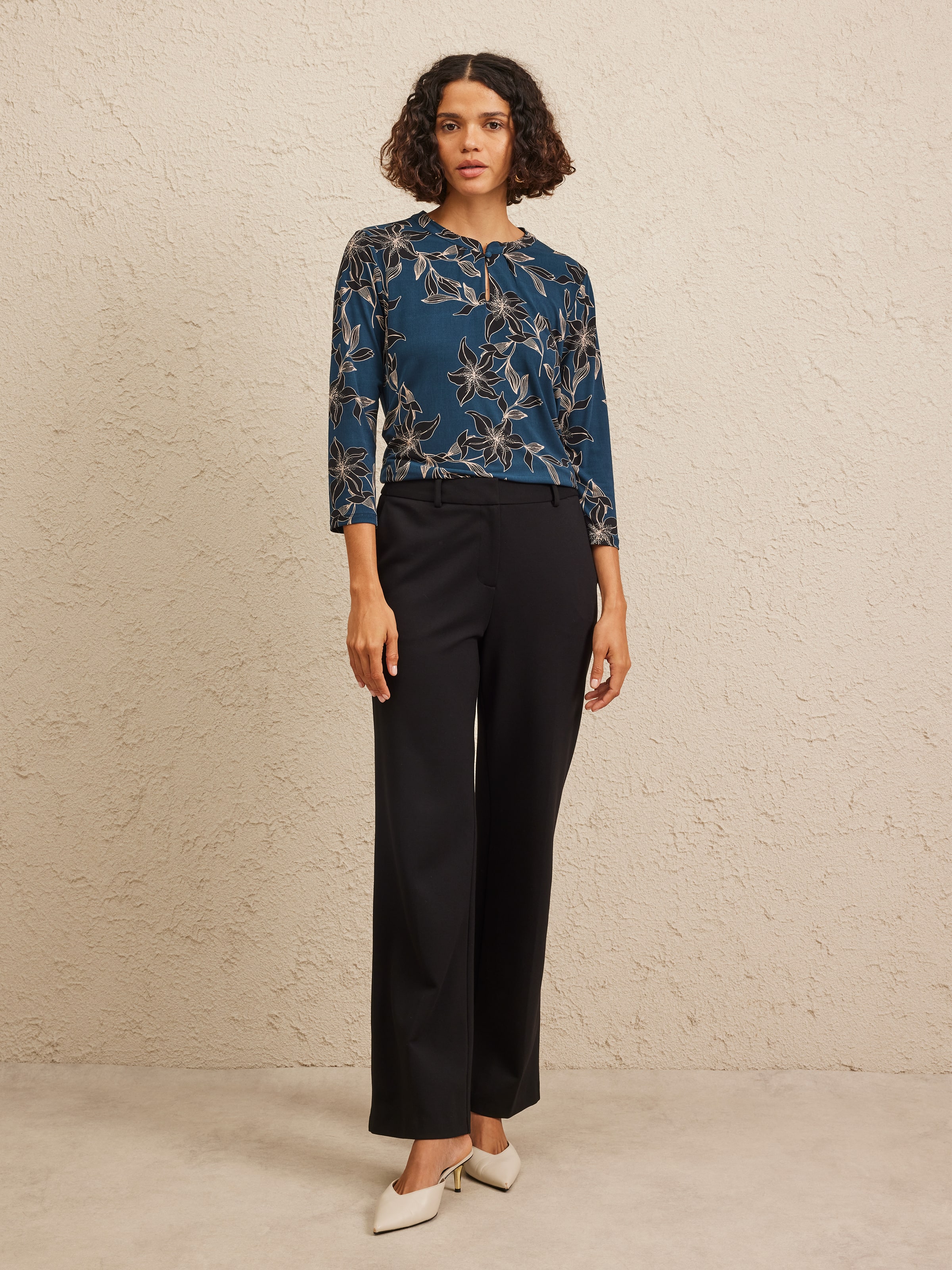 3/4 Ethel Keyhole Jersey Top