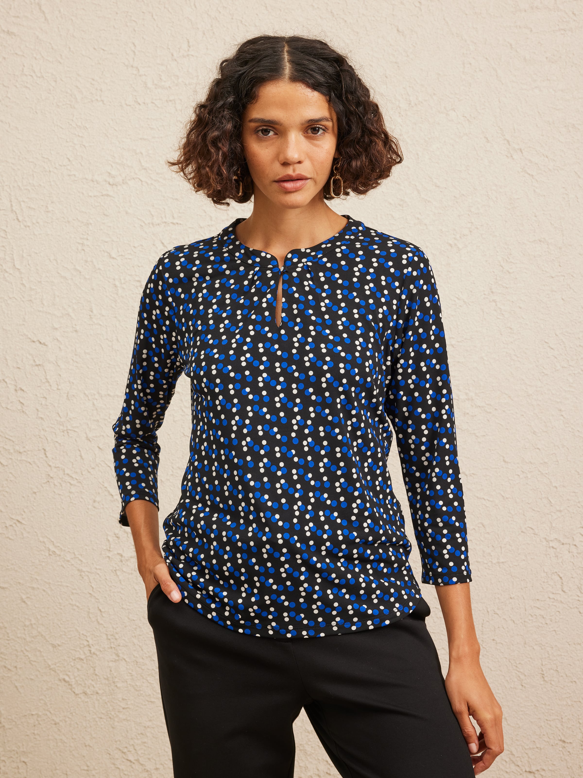 3/4 Ethel Keyhole Jersey Top