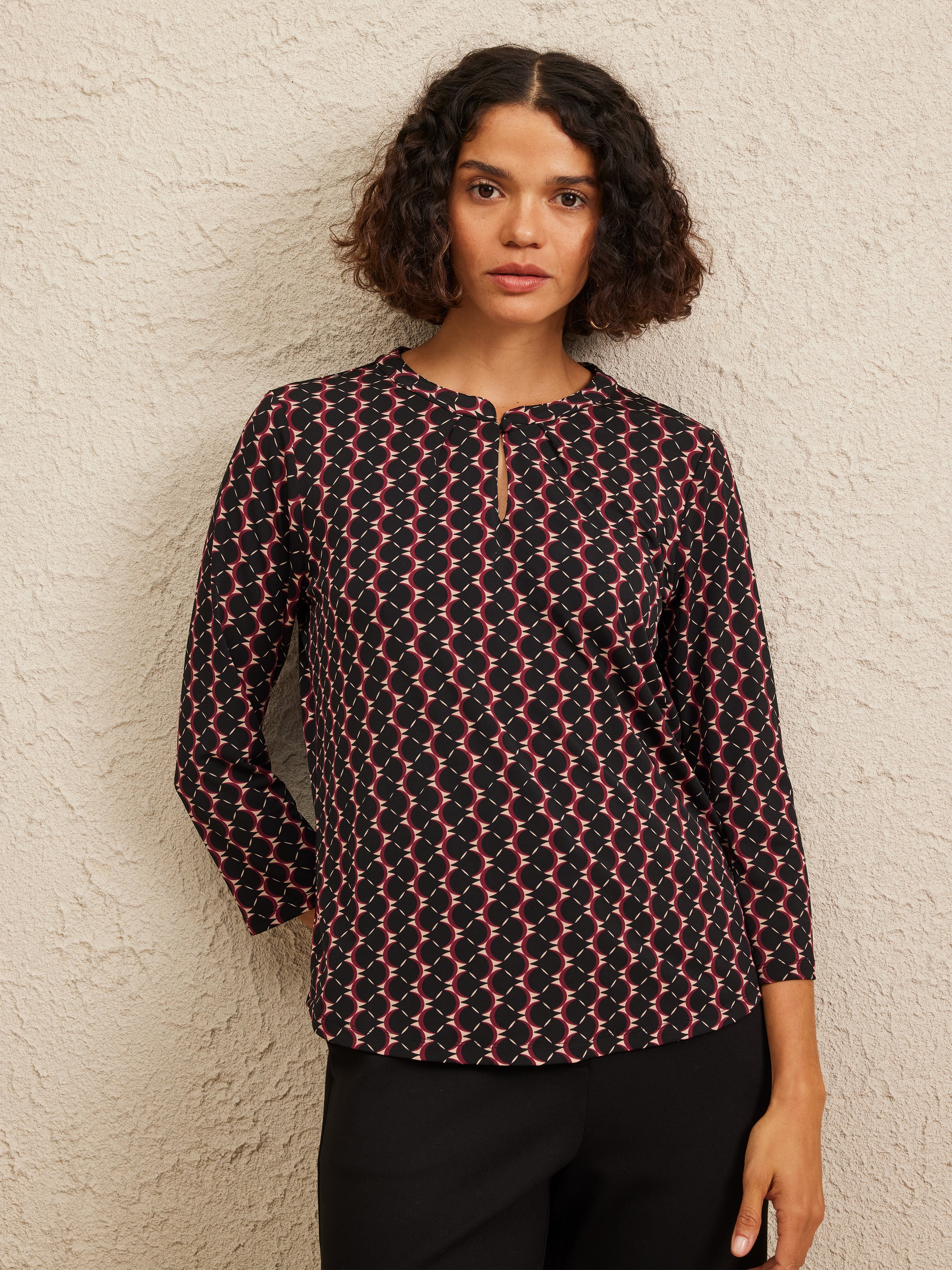 3/4 Ethel Keyhole Jersey Top