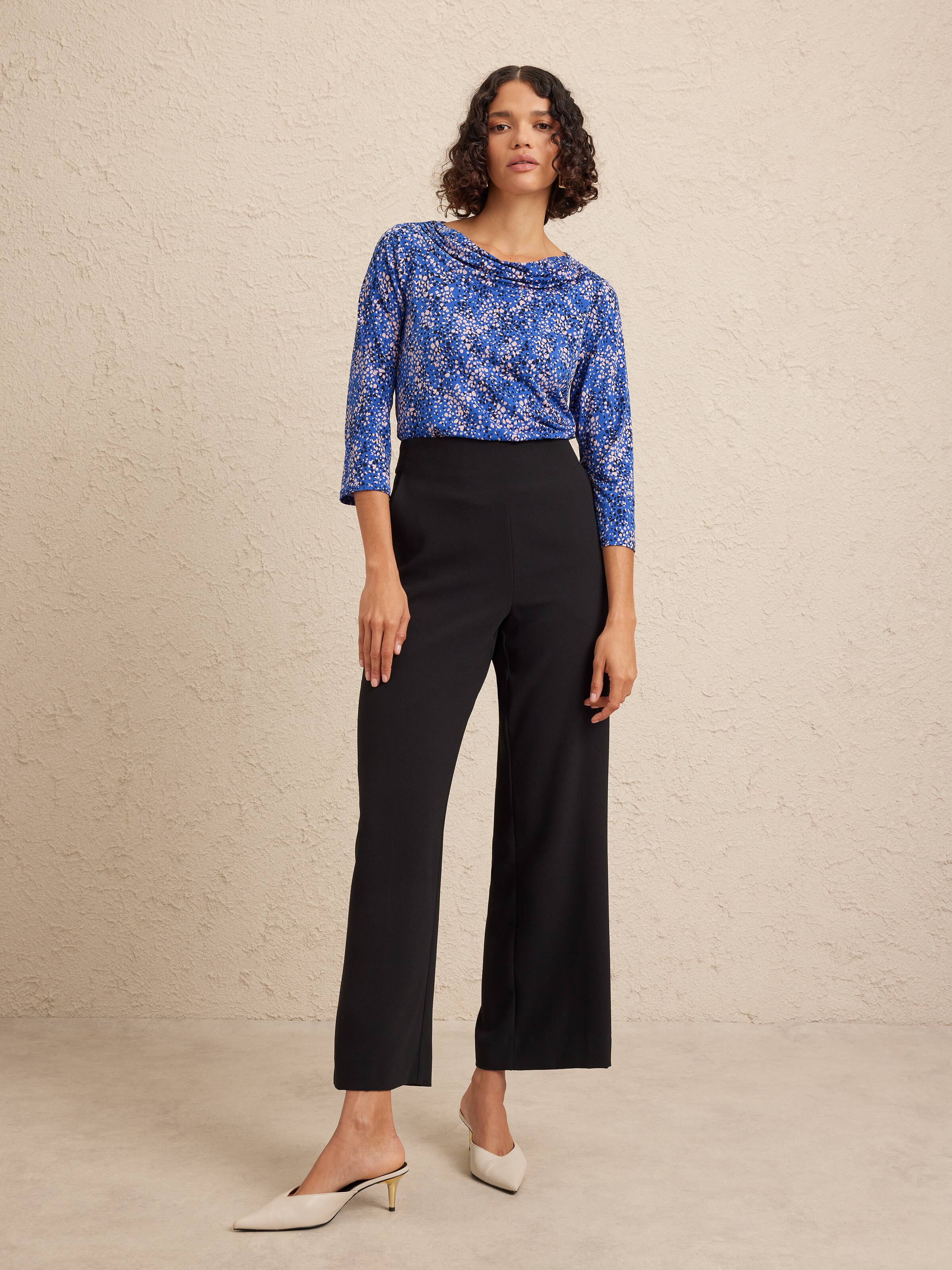 3/4 Cori Cowl Neck Jersey Top