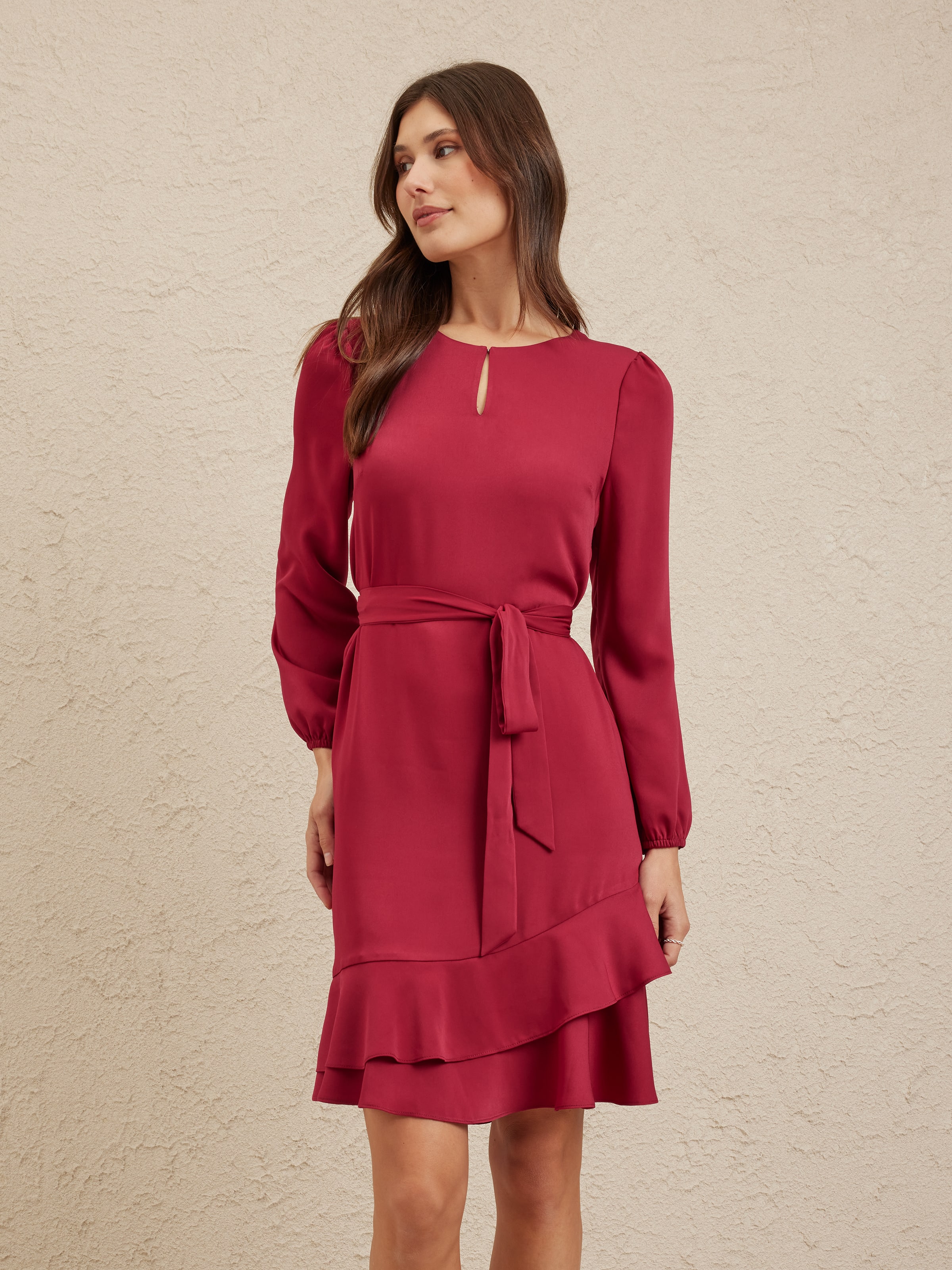 Jess Keyhole Ruffle Skirt Dress